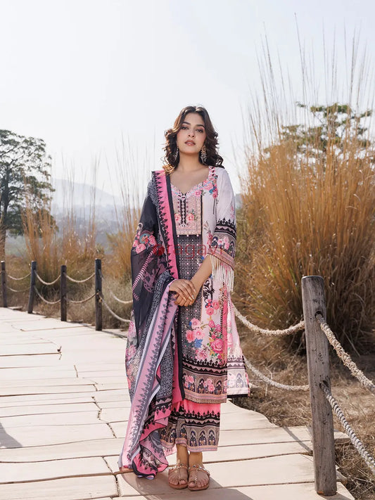 Buttercream Pink Muslin Kurta Set - Ragavi