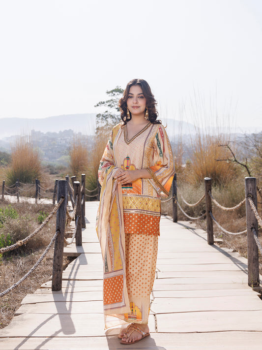 Misted Yellow Muslin Kurta Set