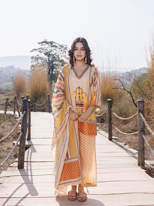 Misted Yellow Muslin Kurta Set