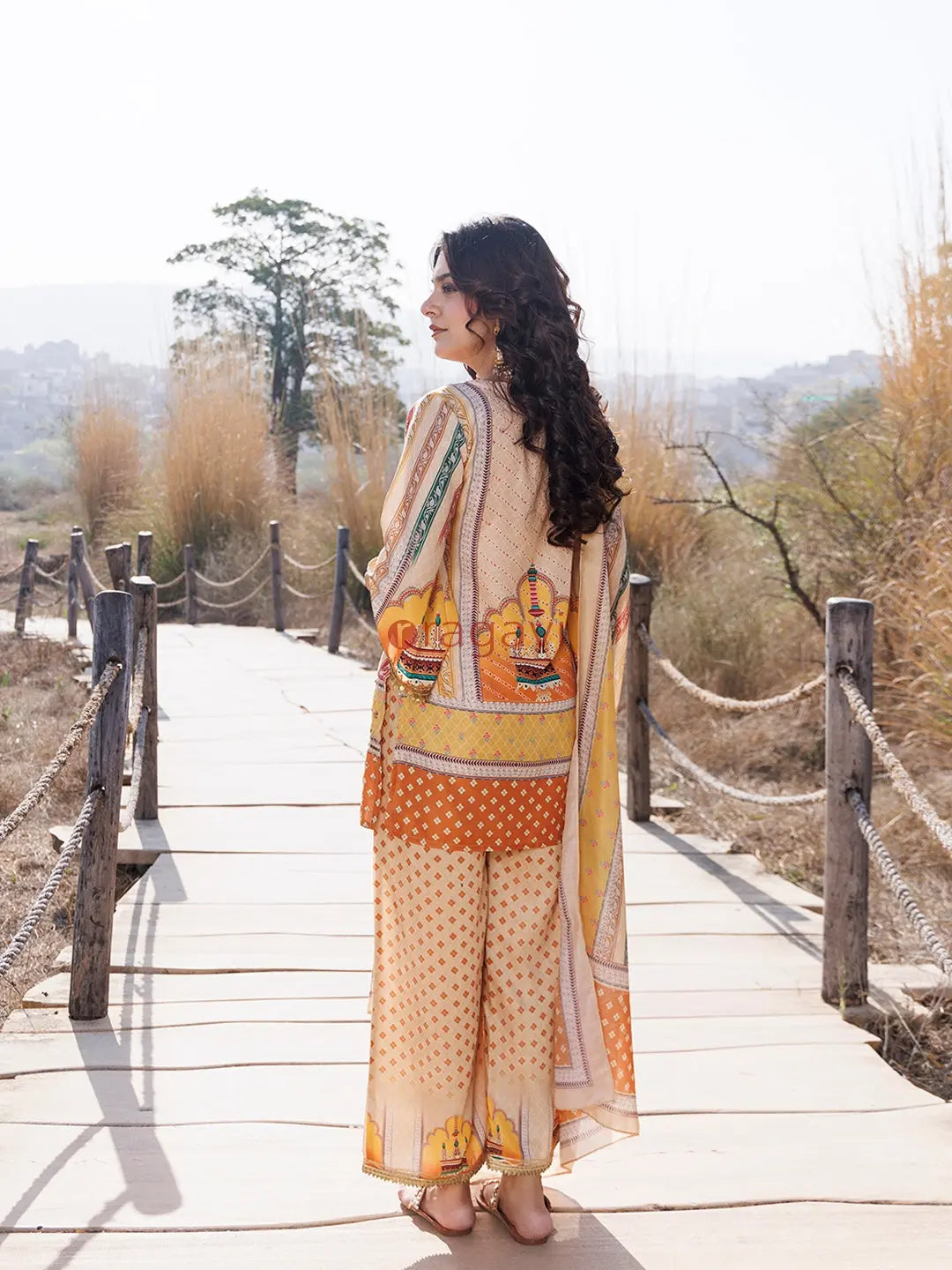 Misted Yellow Muslin Kurta Set - Ragavi