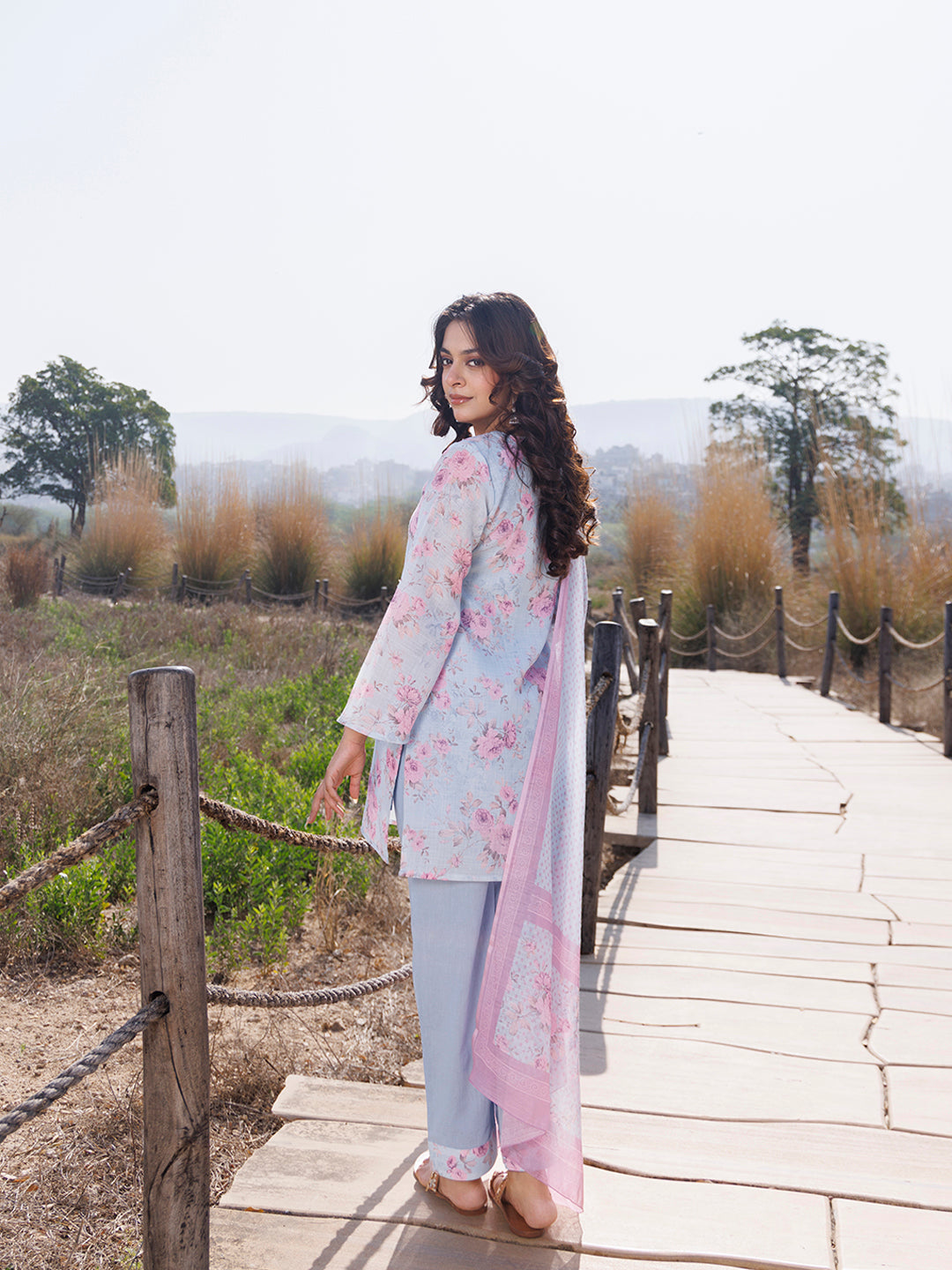 Candy Floss Blue Pink Cotton Linen Suit Set