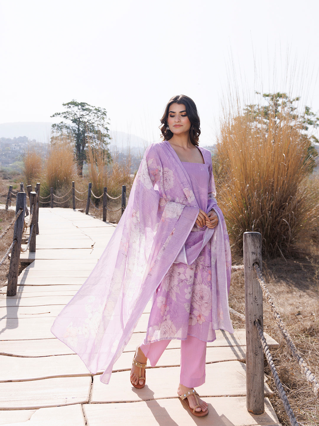 Light Lilac Cotton Linen Suit Set