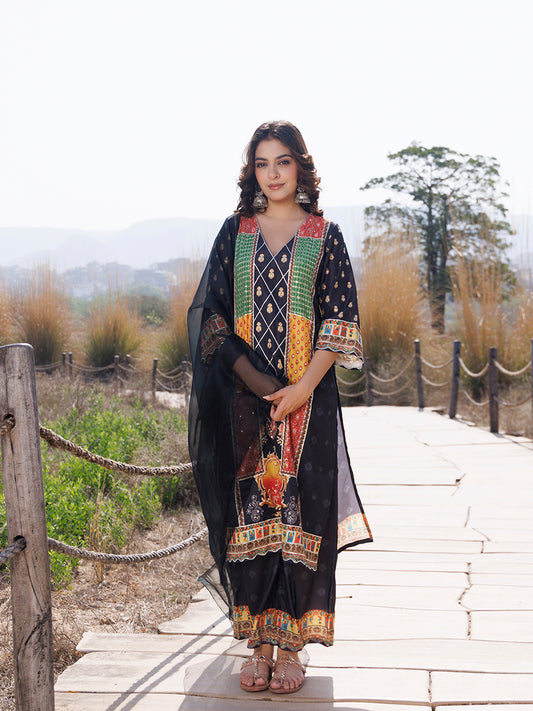 Noir Black Muslin Kurta Set