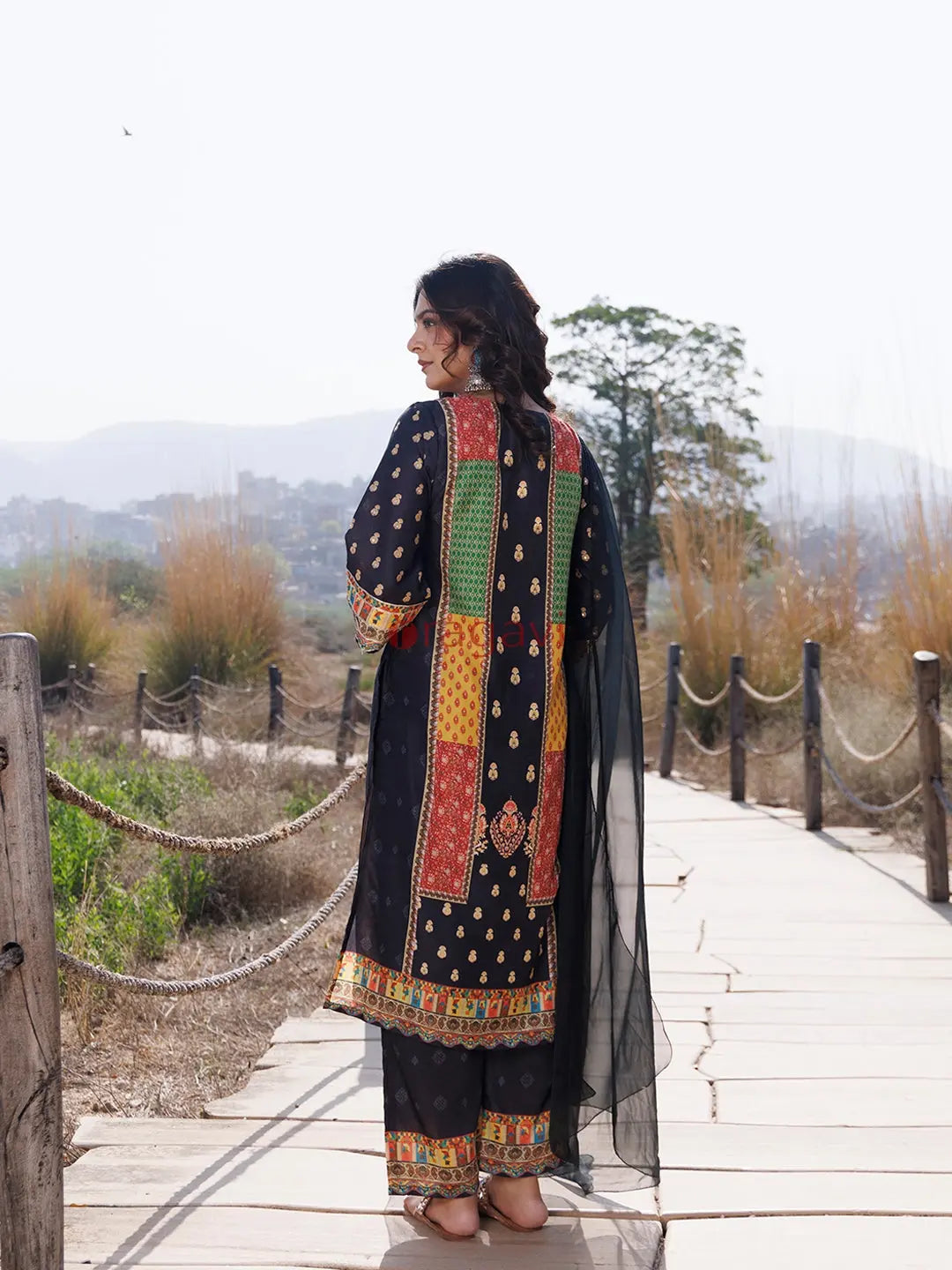 Noir Black Muslin Kurta Set - Ragavi