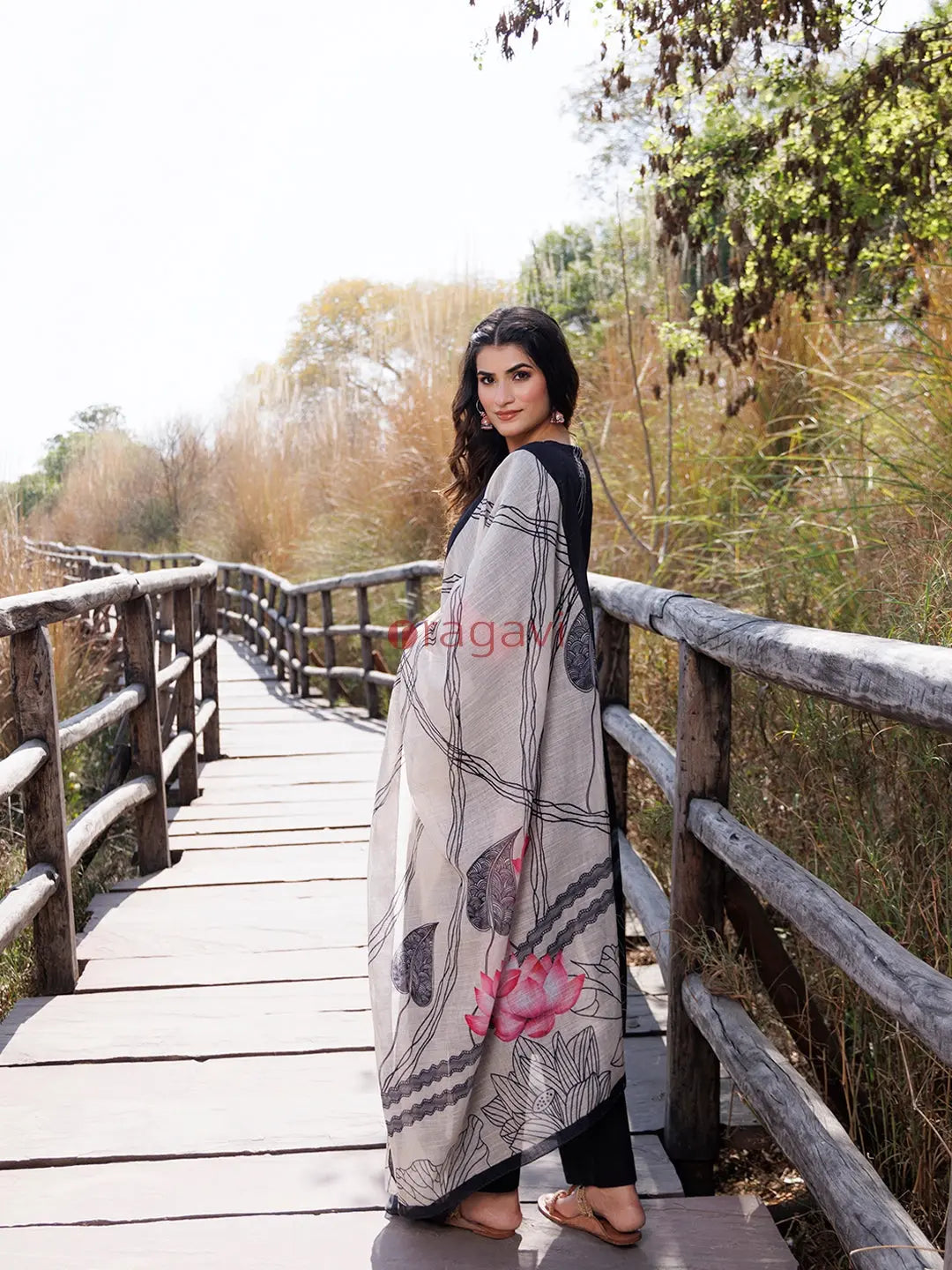 Sable Black Cotton Linen Suit Set - Ragavi