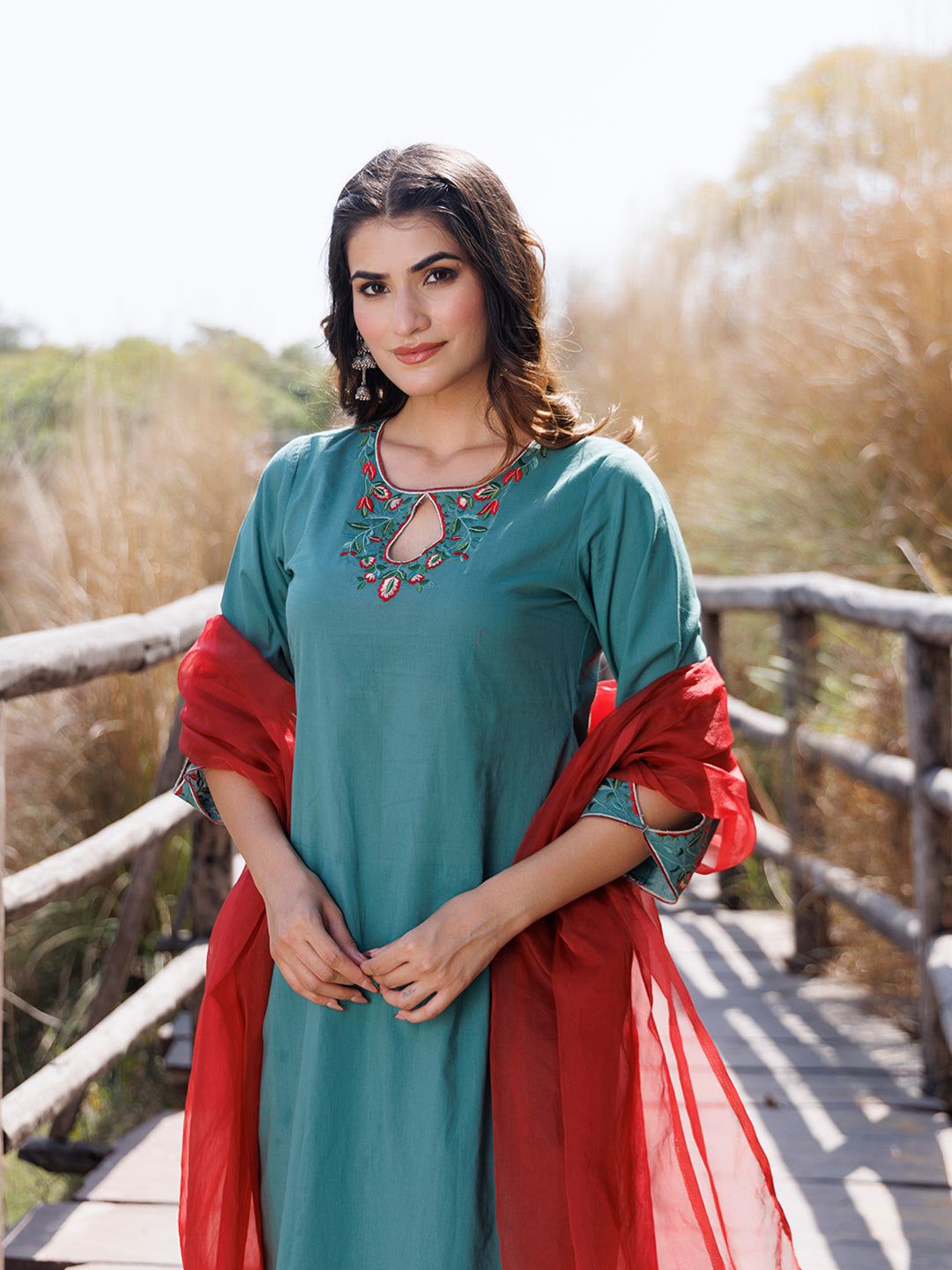 Pine Green Cotton Suit Set