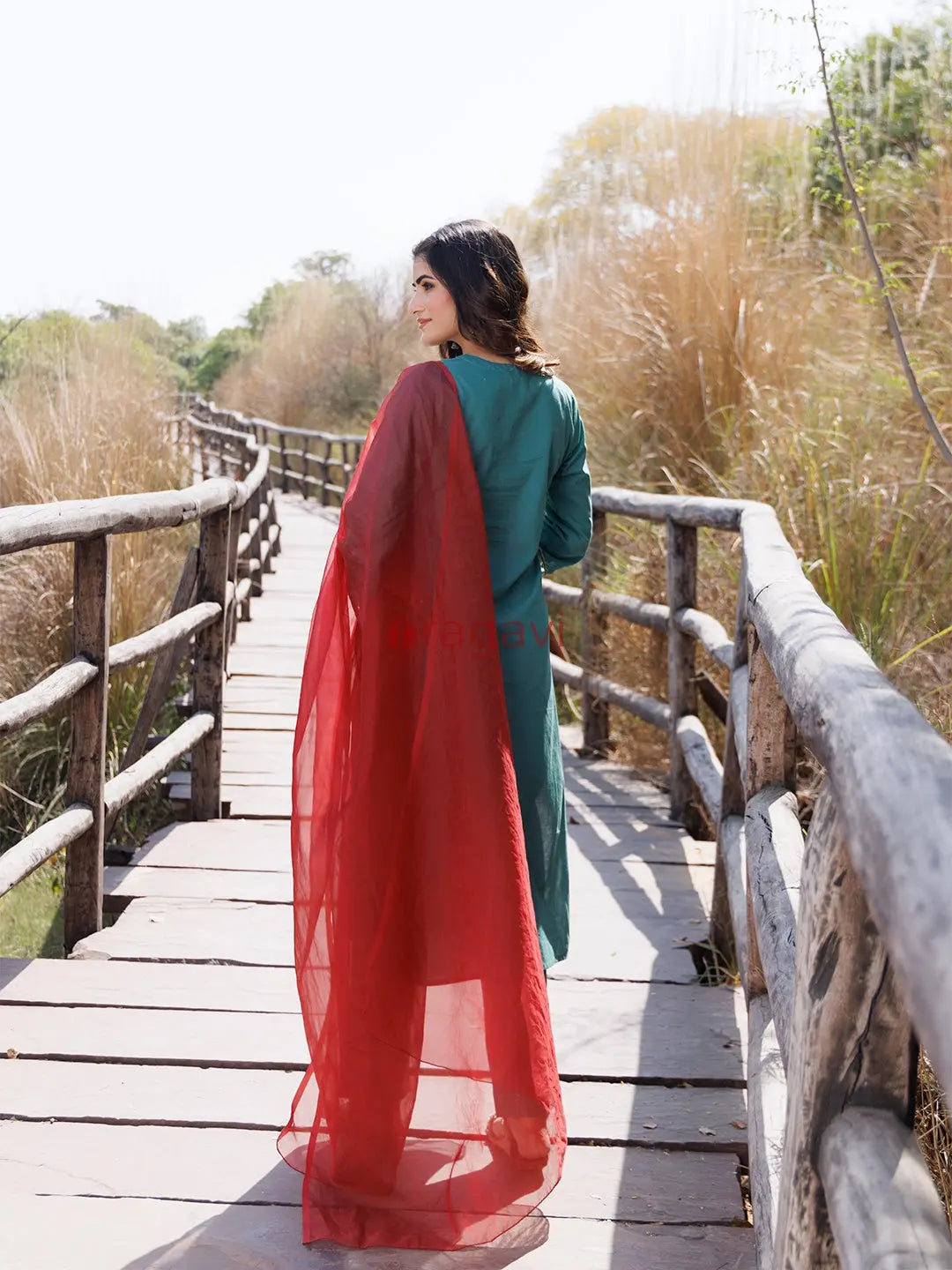 Pine Green Cotton Suit Set - Ragavi