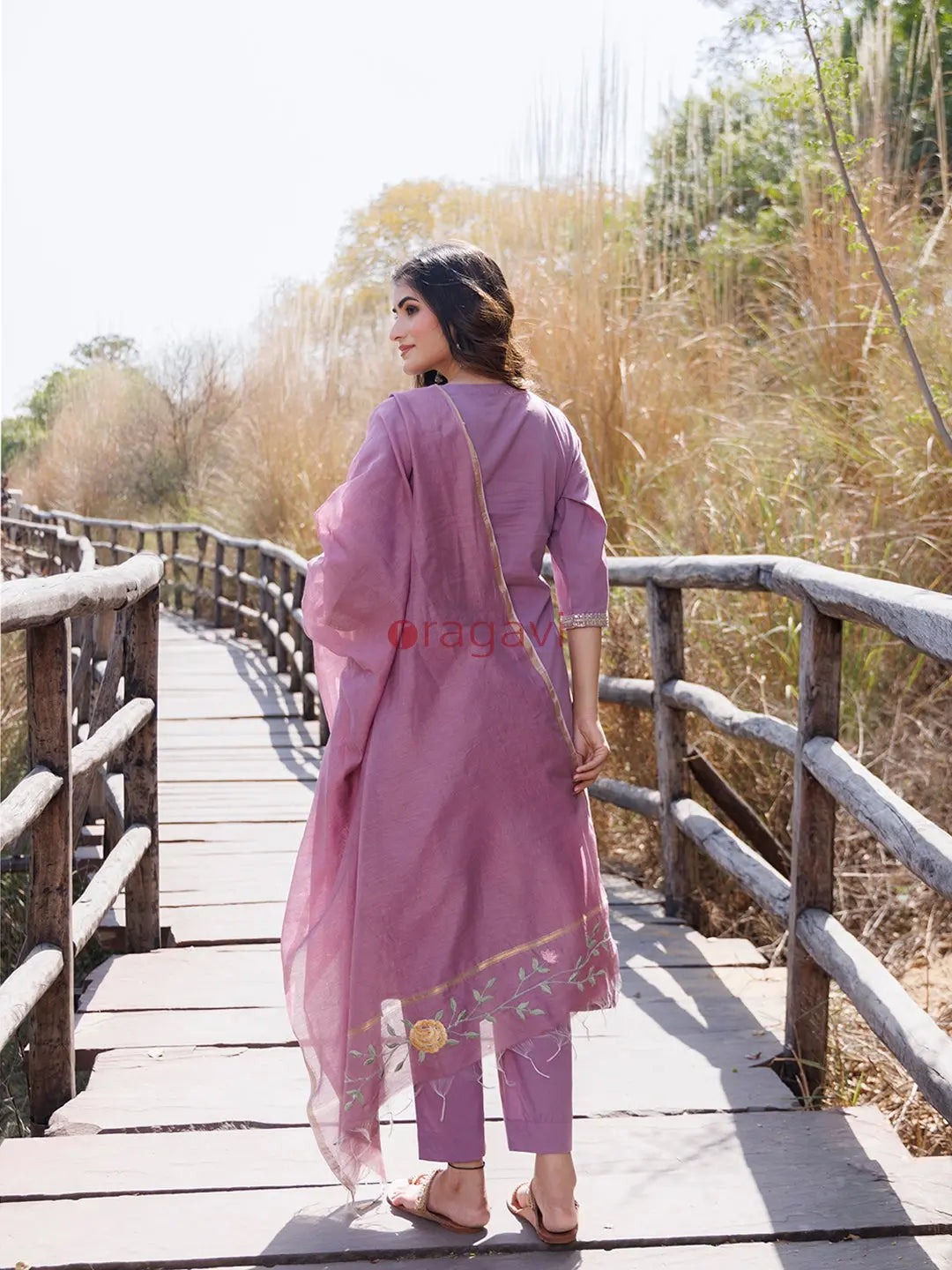 Heather Purple Cotton Suit Set - Ragavi