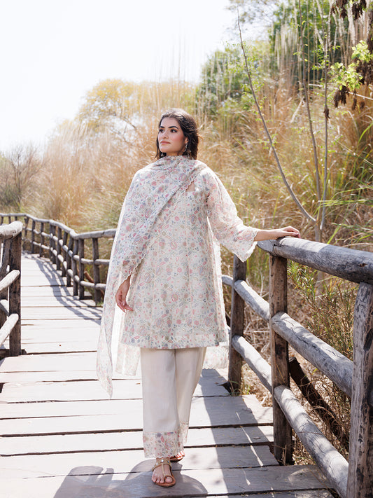 Warm Ivory Chanderi Suit Set