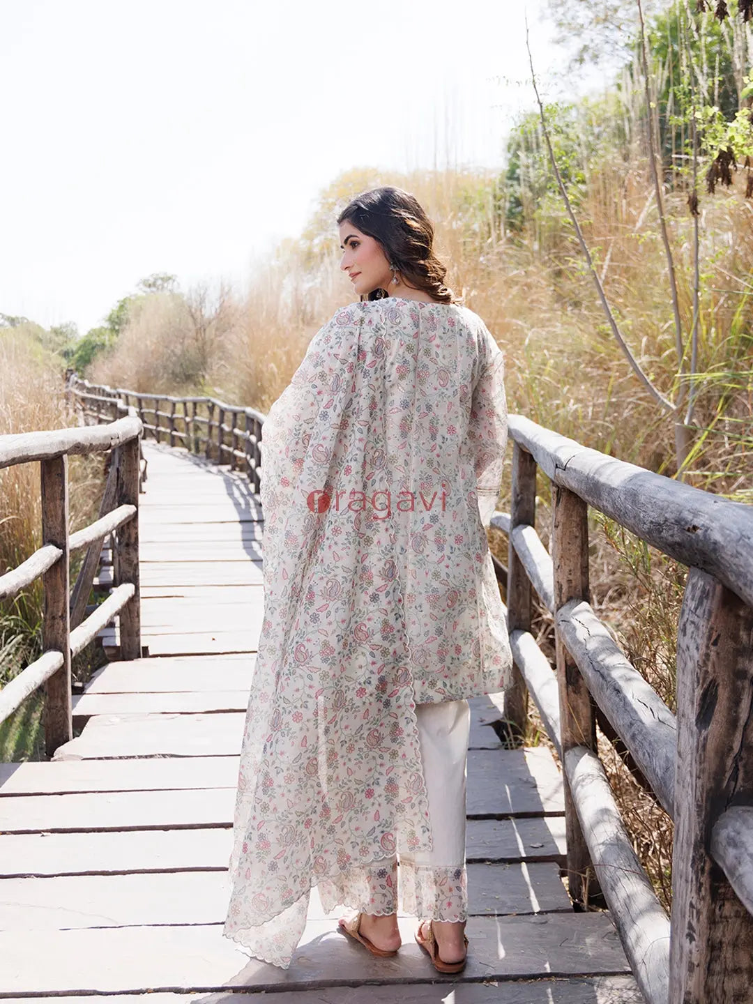 Warm Ivory Chanderi Suit Set - Ragavi