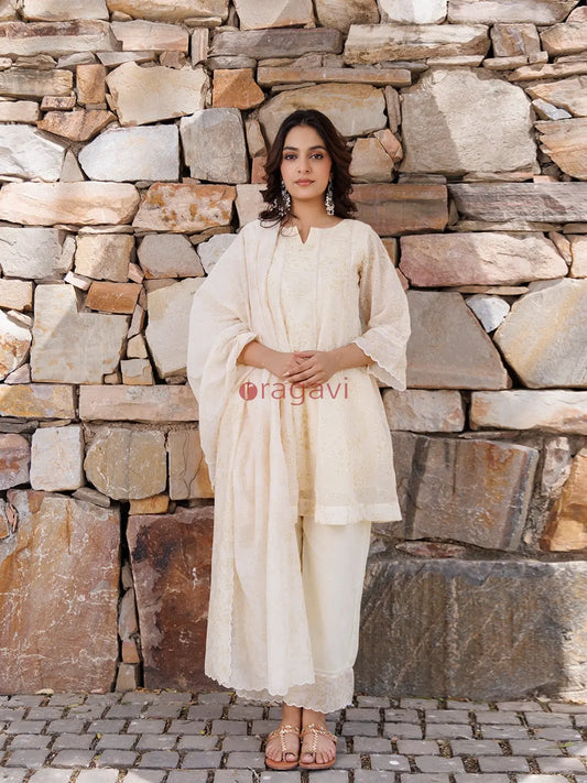Butter Yellow Chanderi Suit Set - Ragavi