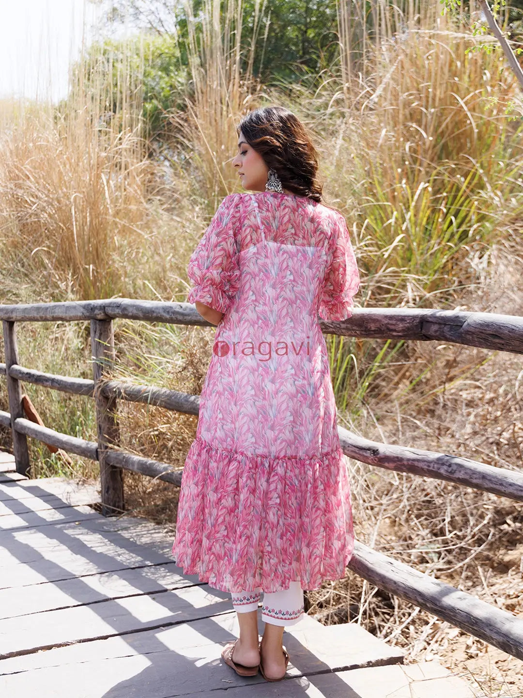 Flamingo Pink Organza Kurta Set - Ragavi