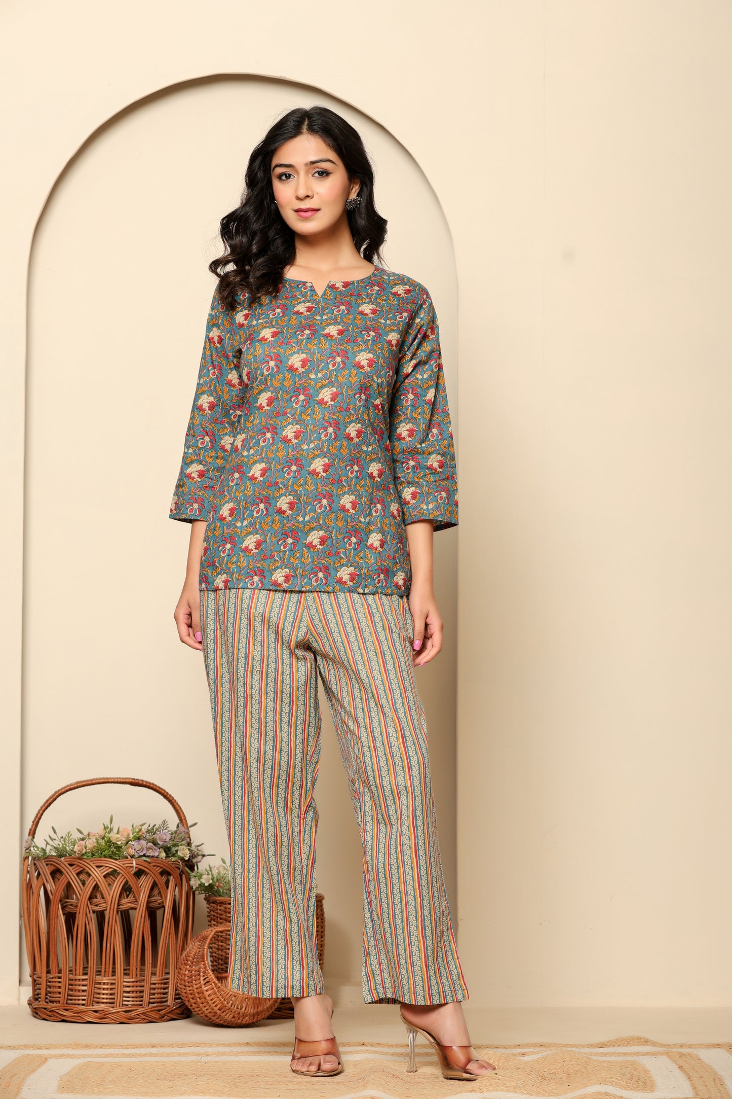 Green Printed Cotton Coord Set