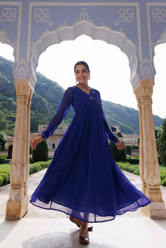 Blue Leheriya Kurta Ragavi
