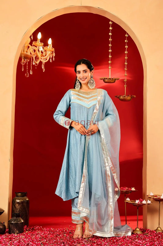 Ragavi Sky Whisper Silk Blend Kurta Set - Ragavi