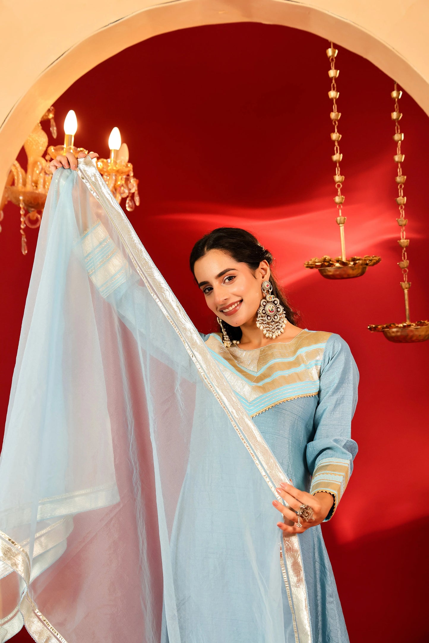 Ragavi Sky Whisper Silk Blend Kurta Set - Ragavi