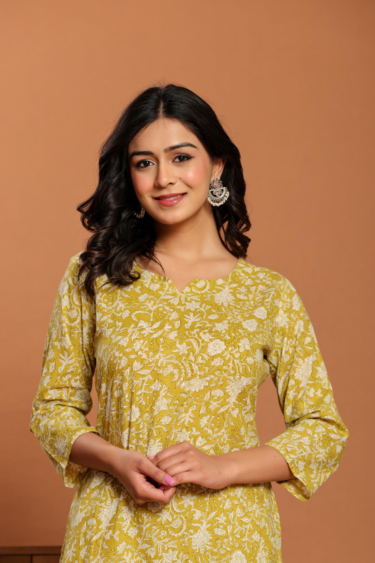 Green Printed Cotton Kurta Set