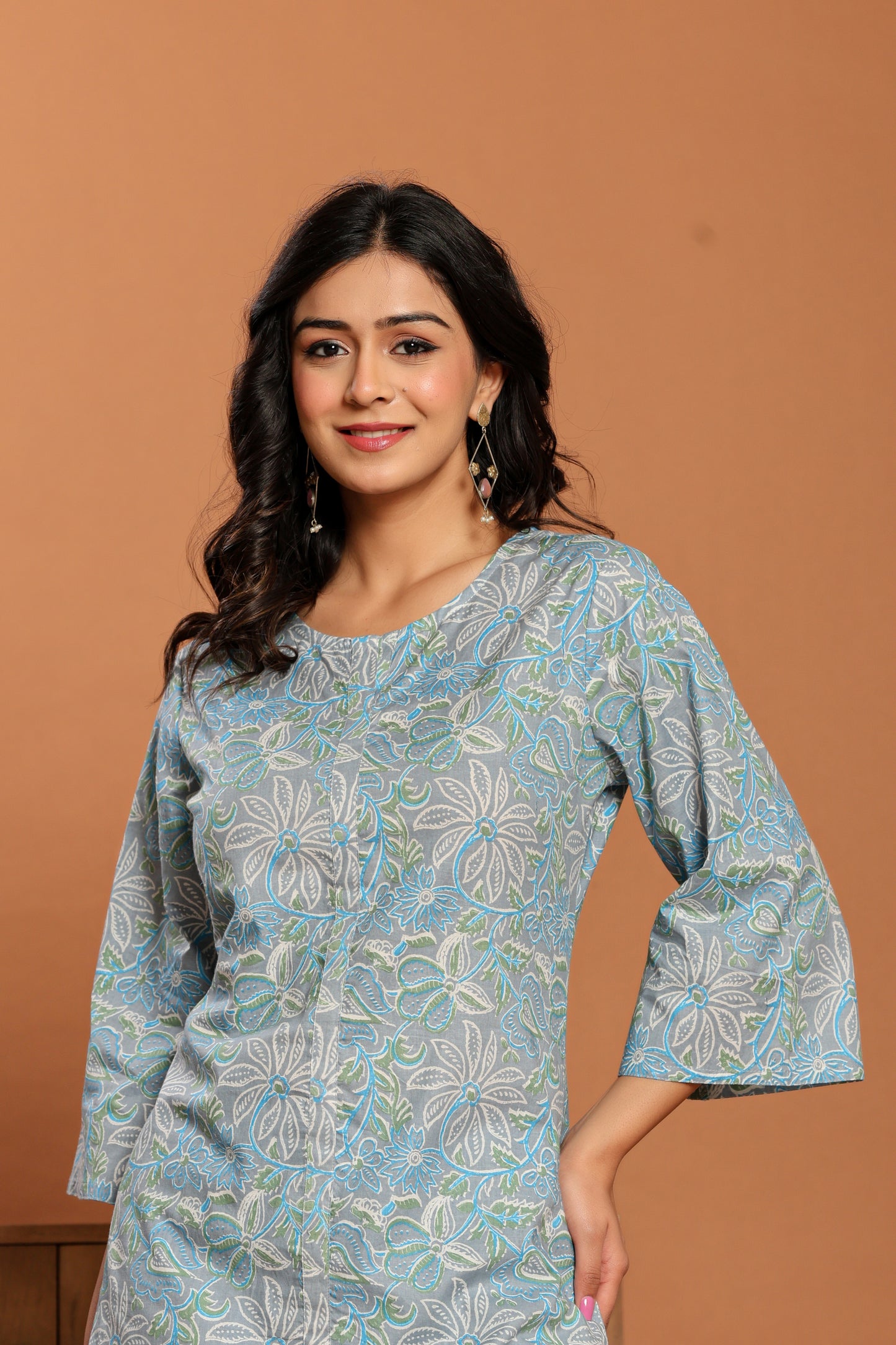 Blue Printed Cotton Coord Set