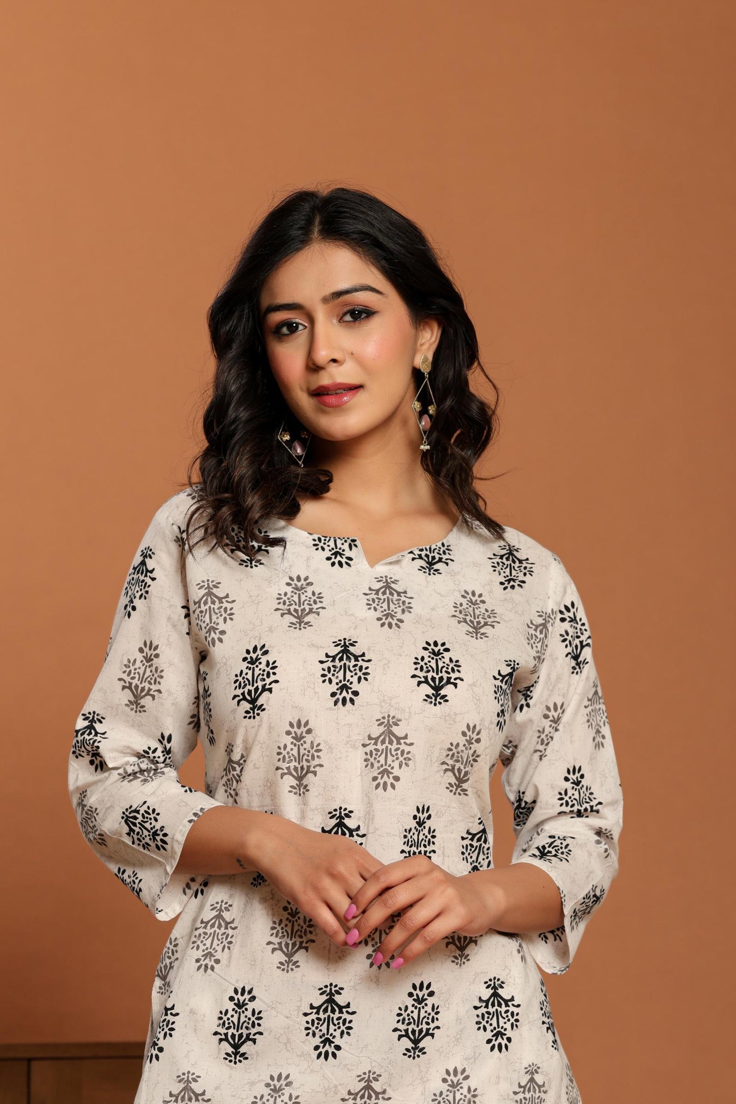 White Printed Cotton Coord Set
