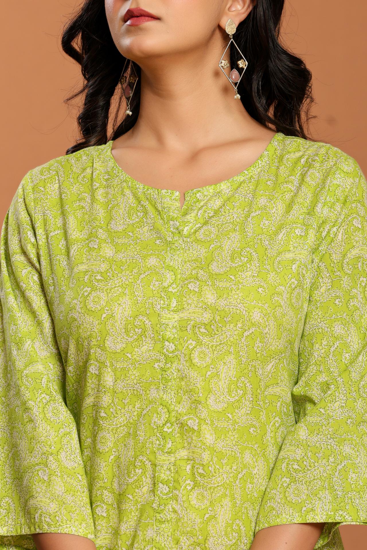 Green Printed Cotton Co- Ord Set