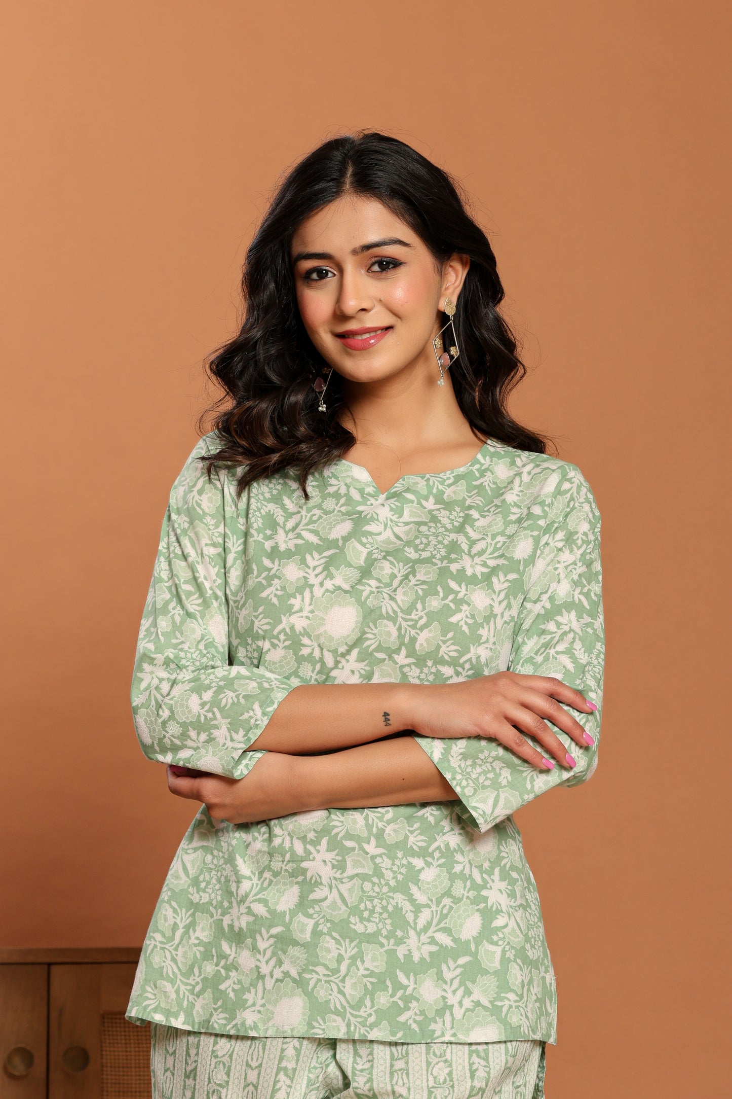 Green Printed Cotton Coord Set