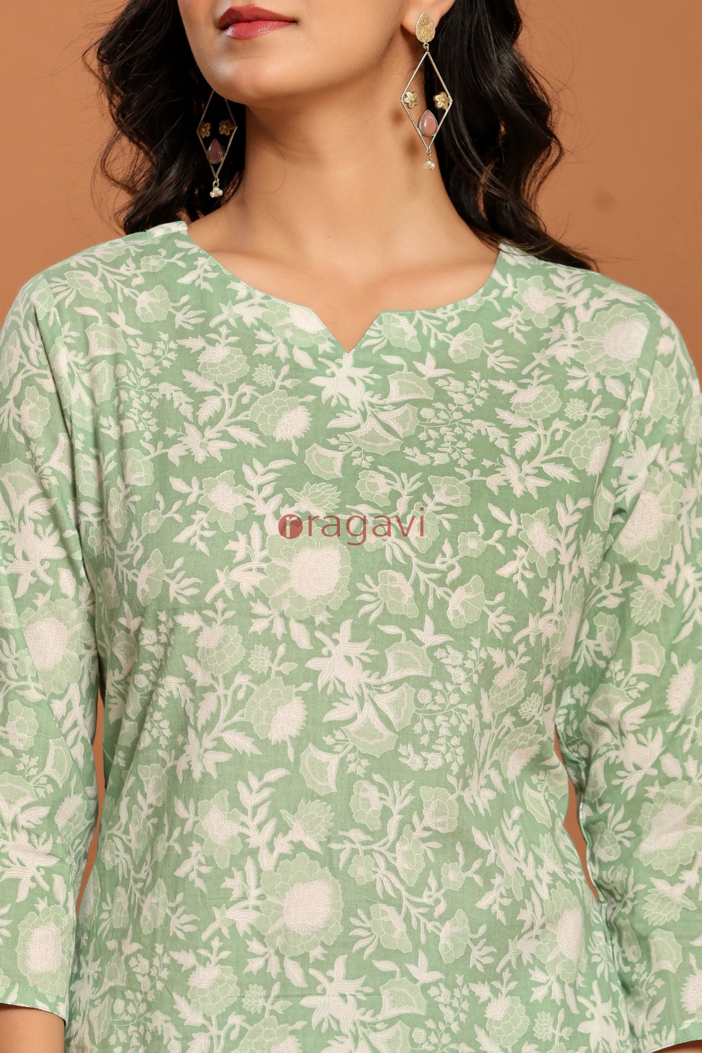 Green Printed Cotton Co- Ord Set - Ragavi