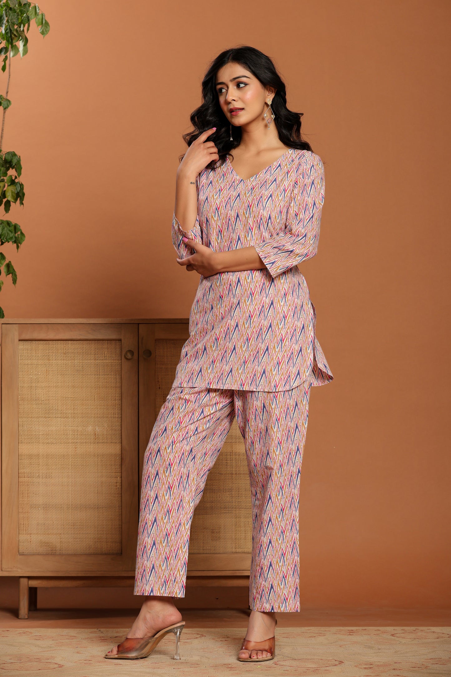 Pink Printed Cotton Coord Set