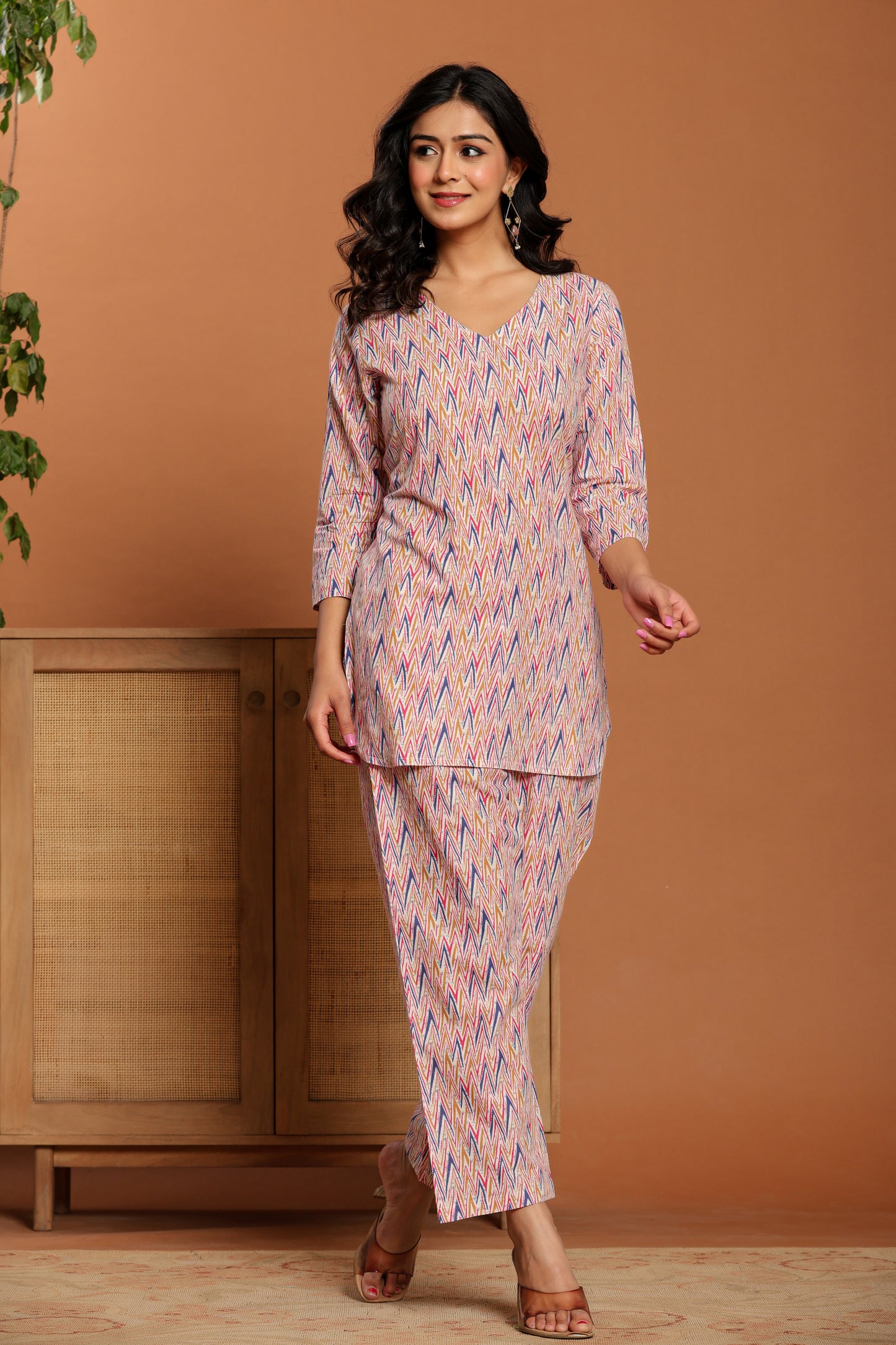 Pink Printed Cotton Coord Set
