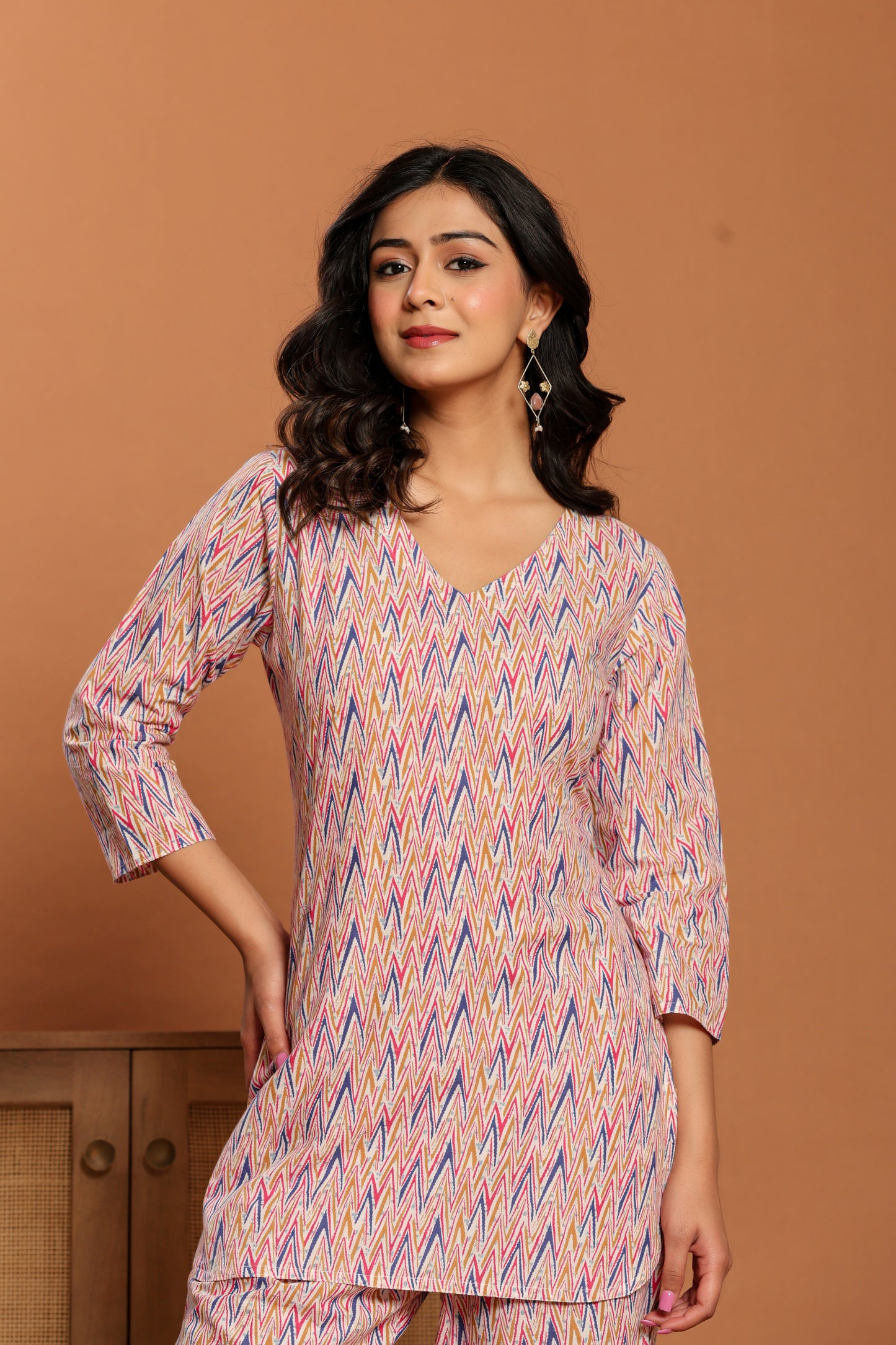 Pink Printed Cotton Coord Set