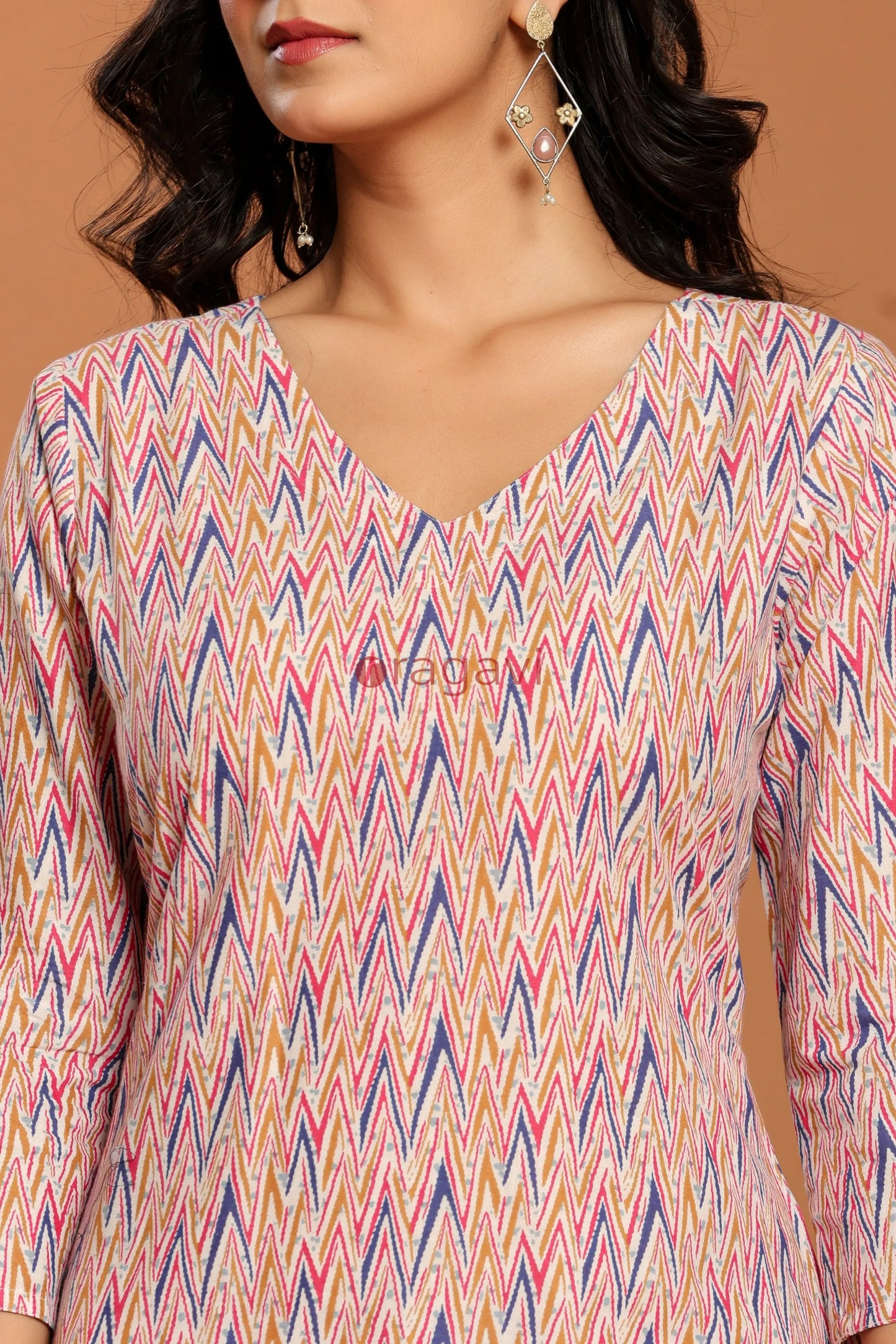 Pink Printed Cotton Co- Ord Set - Ragavi