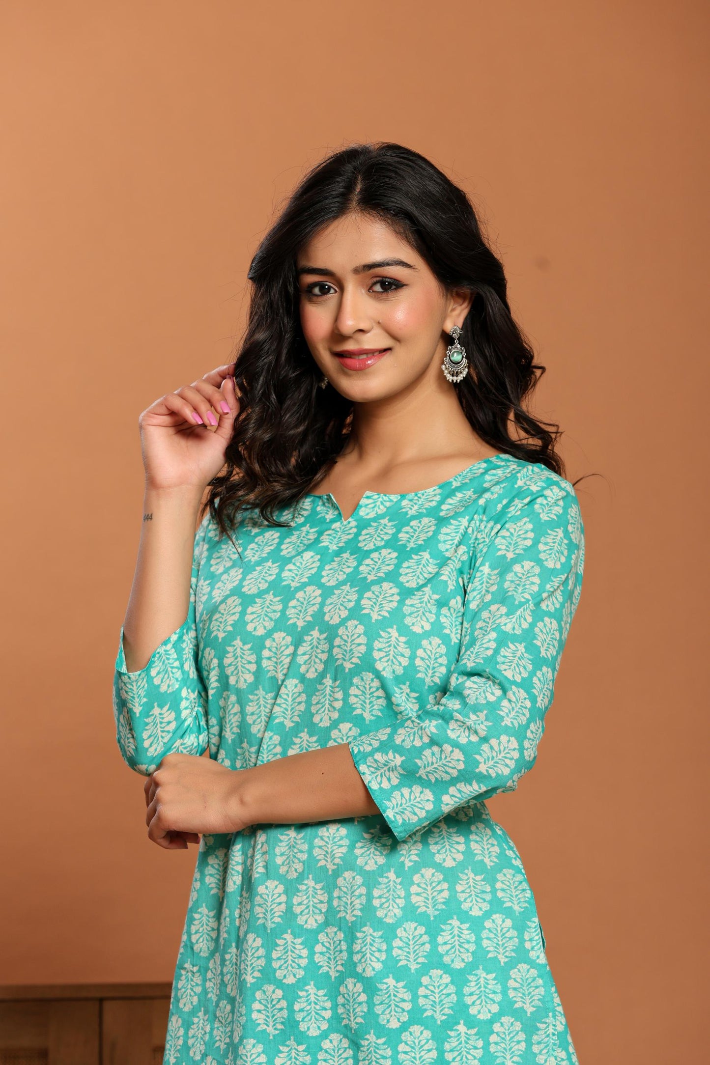 Green Printed Cotton Coord Set