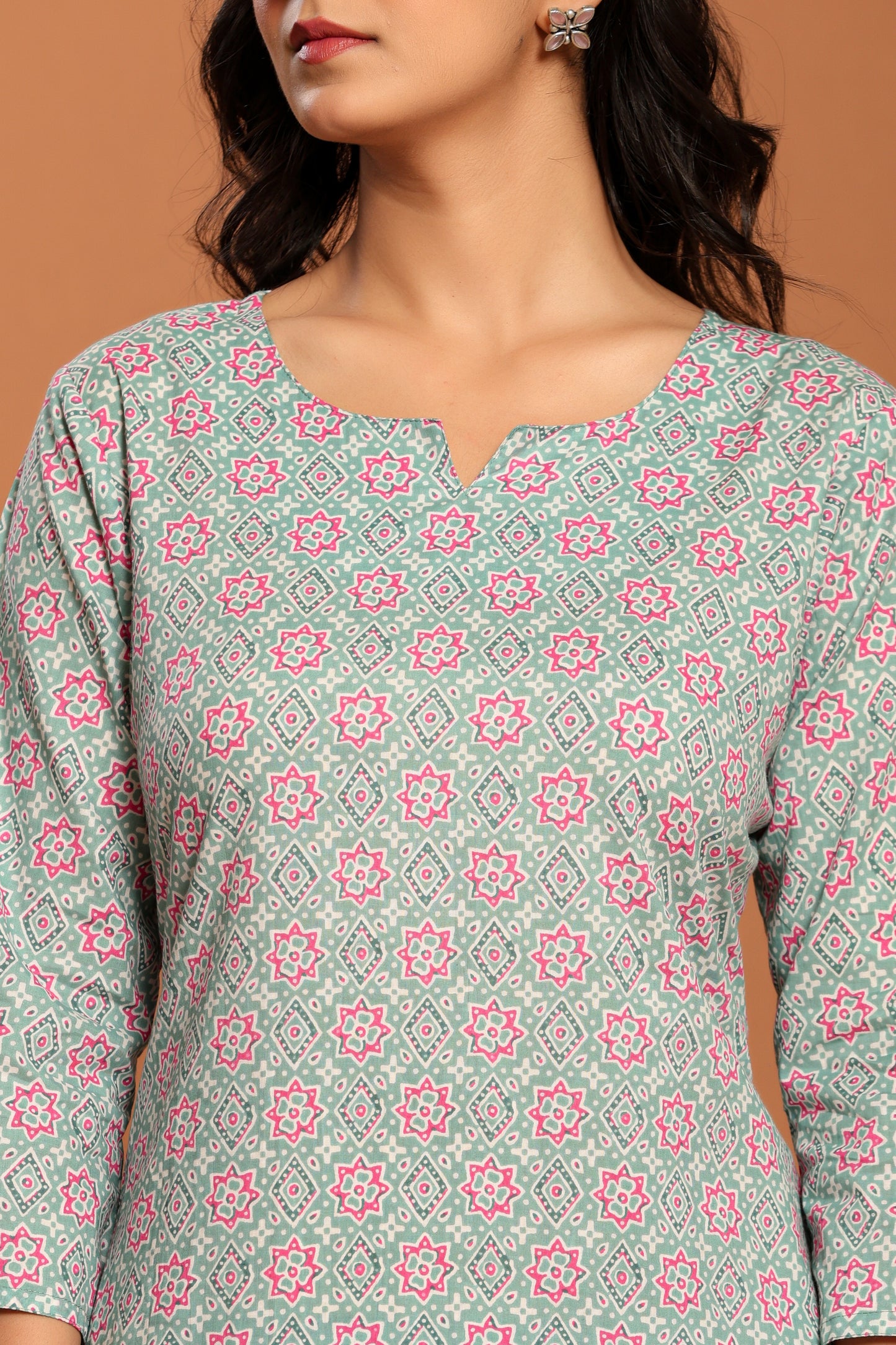 Green Printed Cotton Co- Ord Set