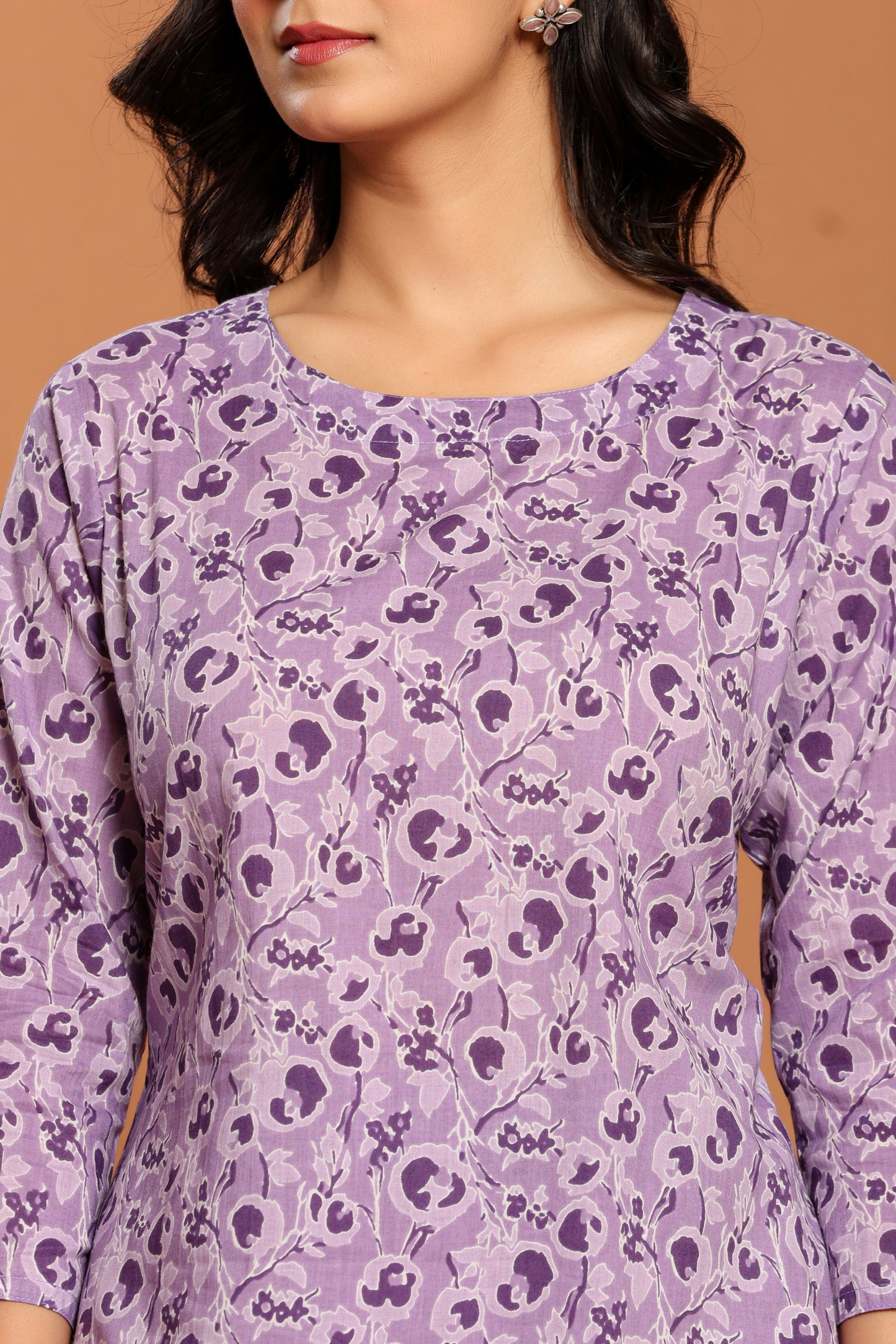 Purple Printed Cotton Coord Set