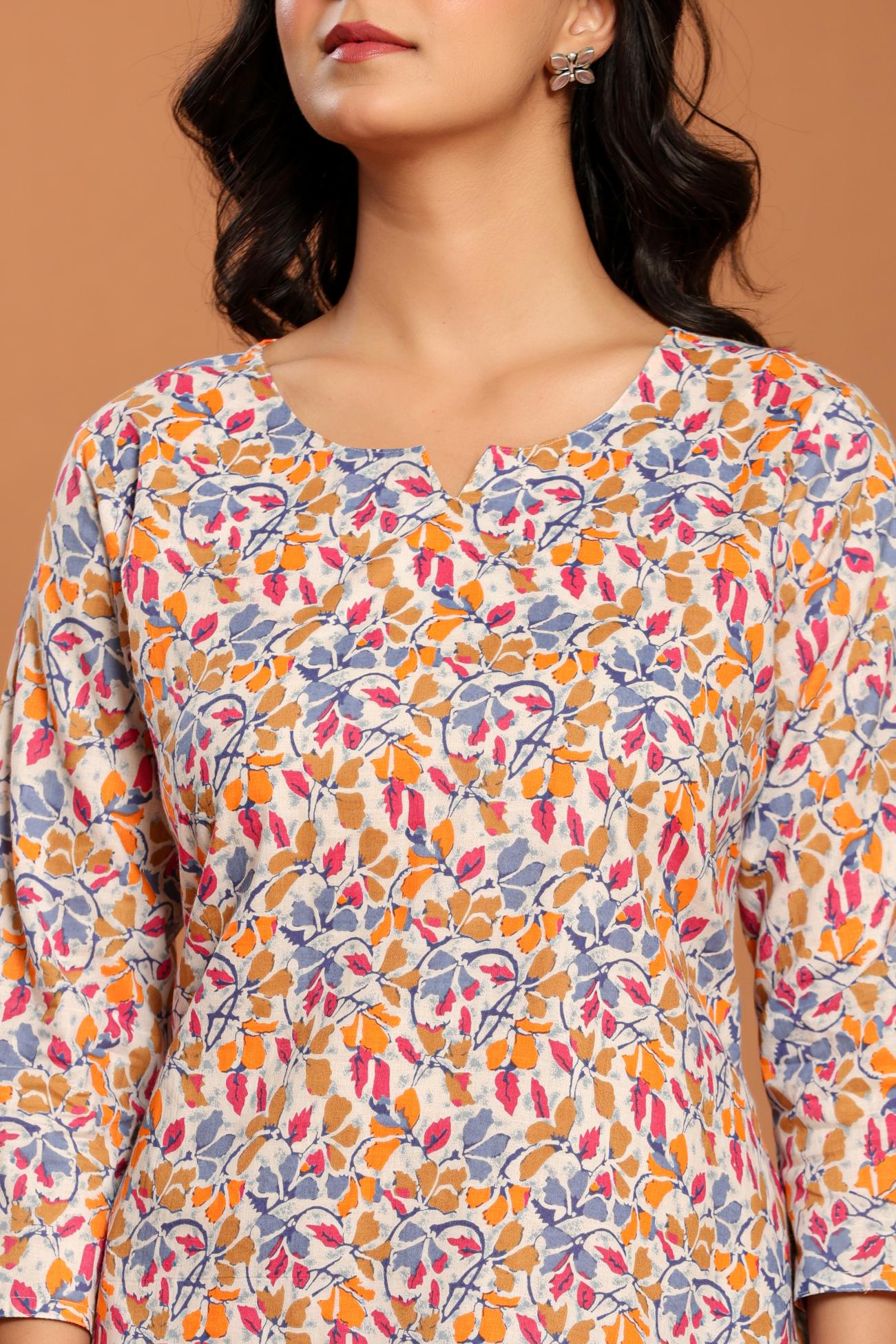 Multicolor Printed Cotton Co- Ord Set