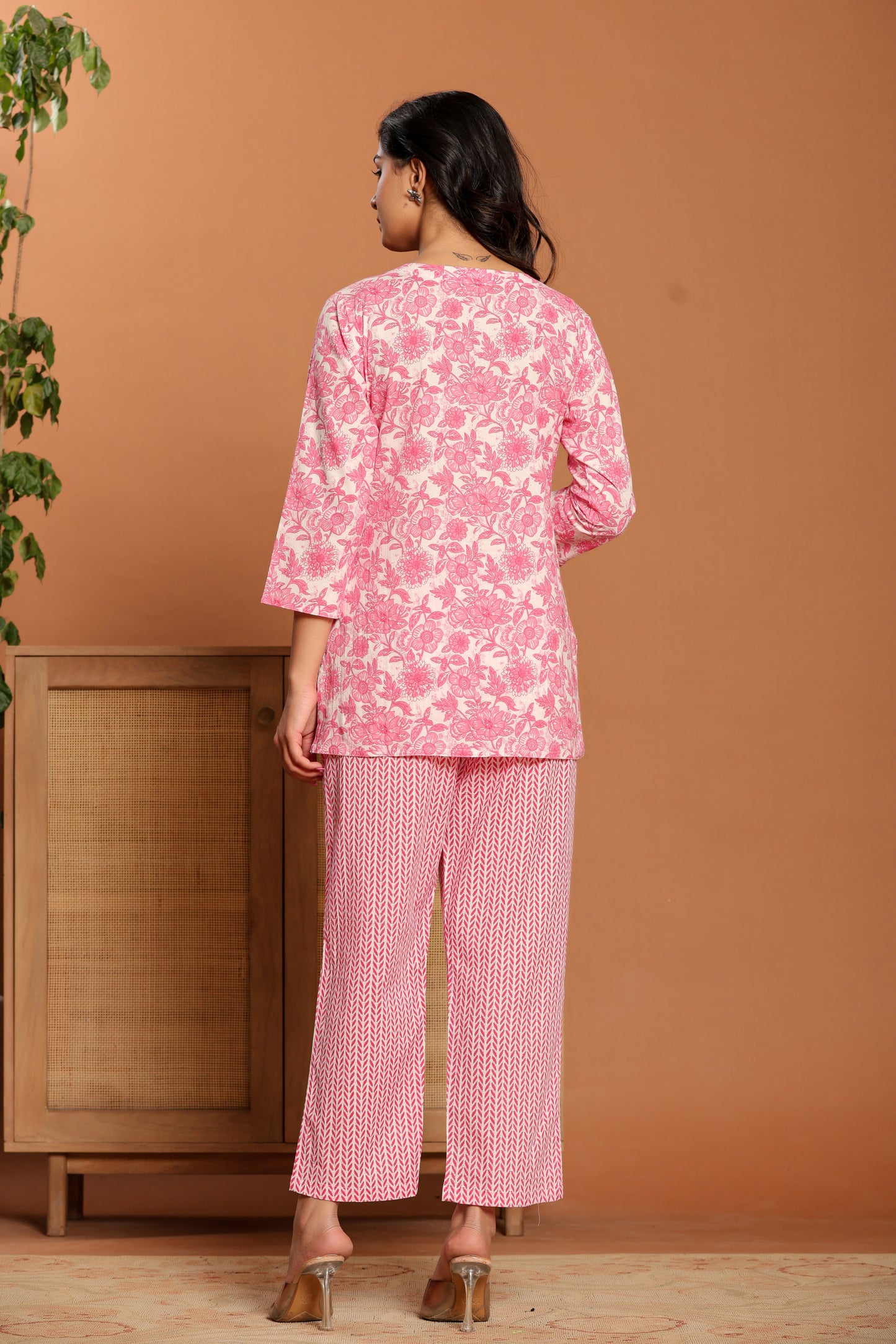 Pink Printed Cotton Coord Set