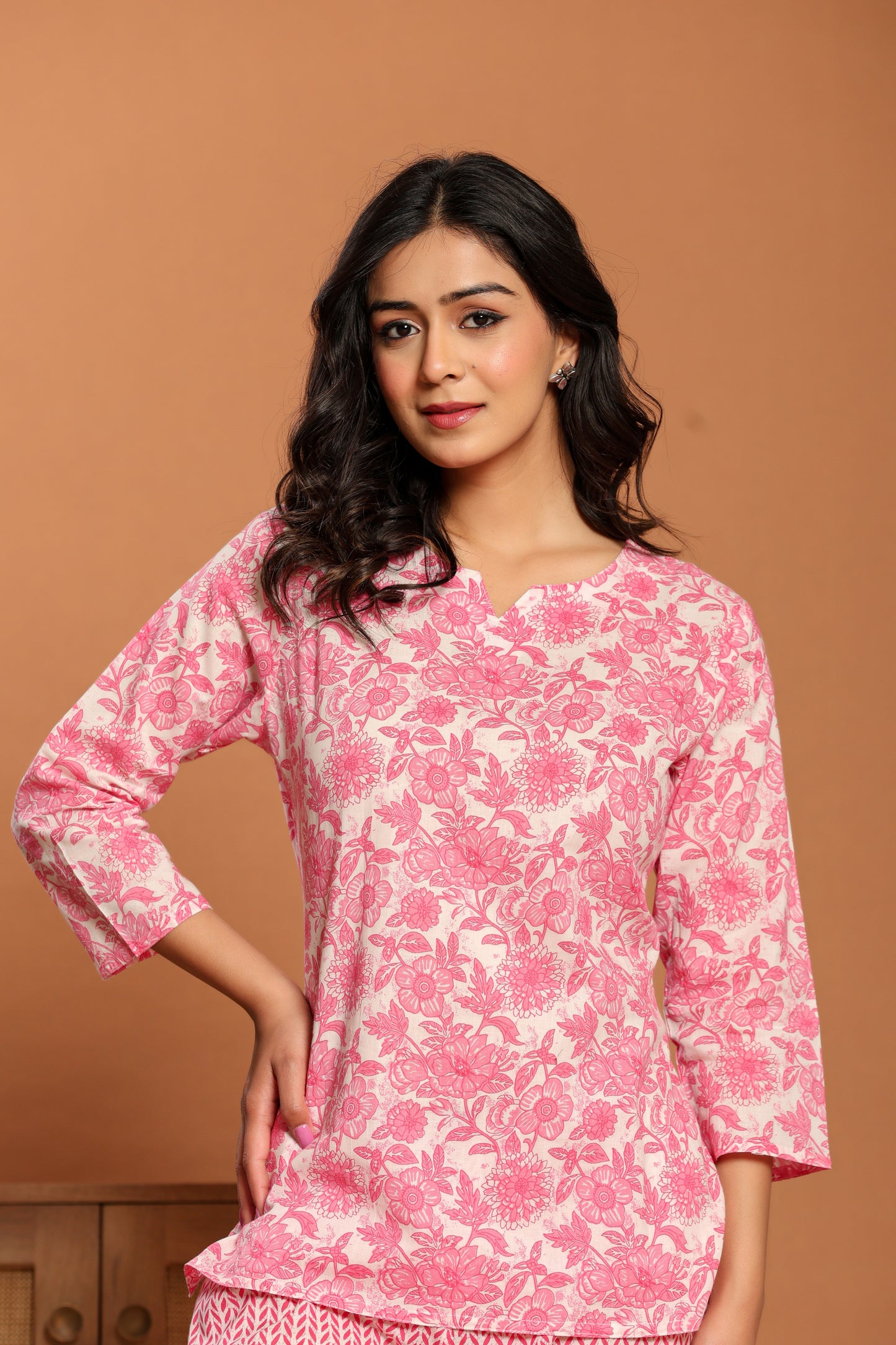 Pink Printed Cotton Coord Set