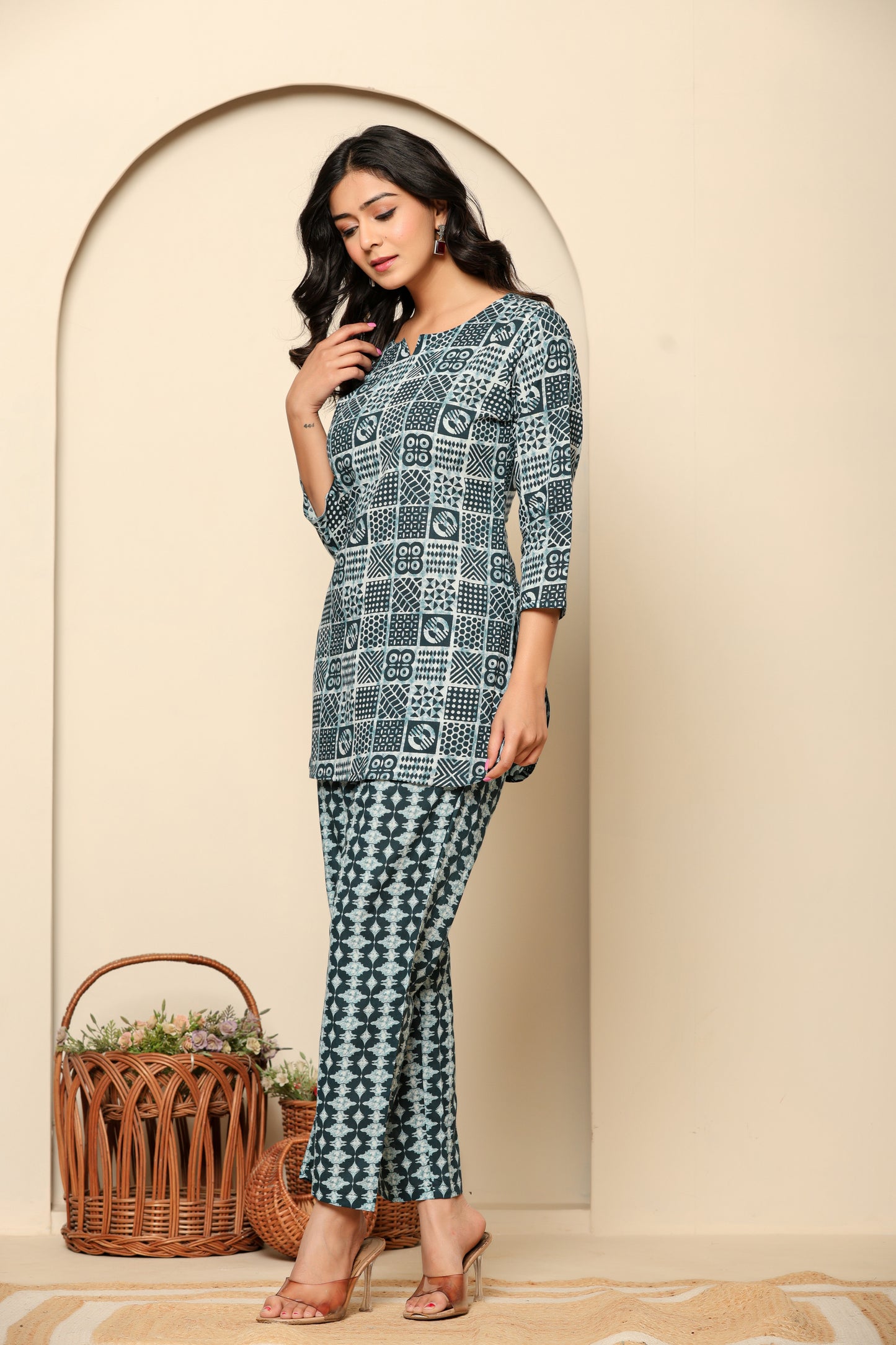 Blue Printed Cotton Coord Set
