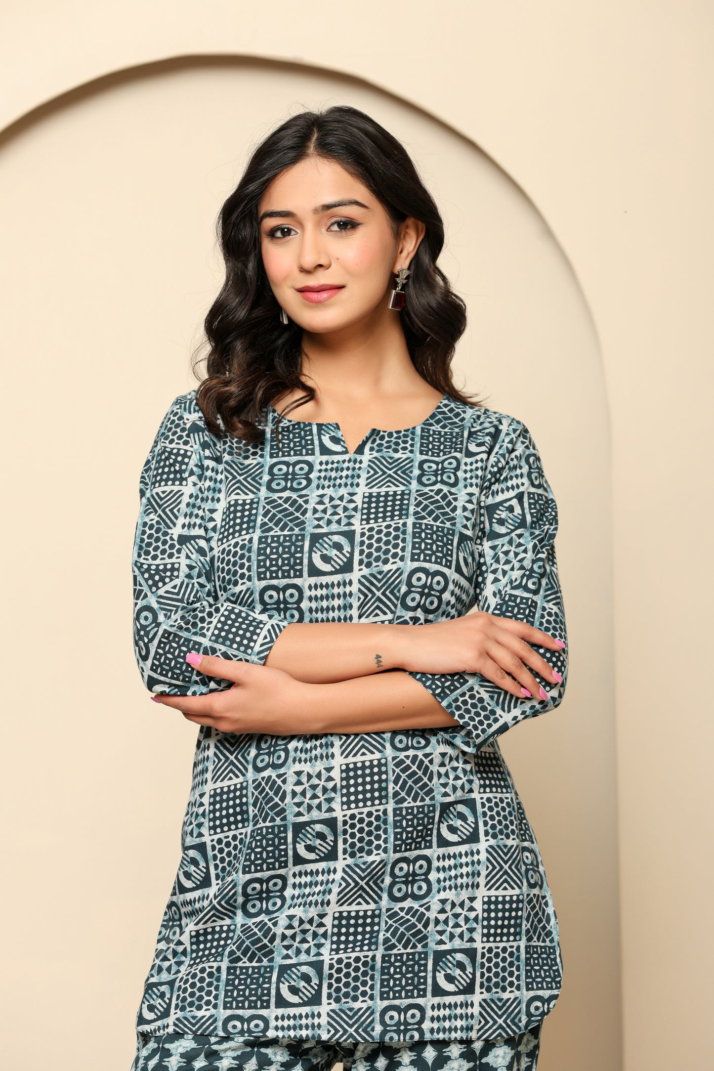 Blue Printed Cotton Coord Set