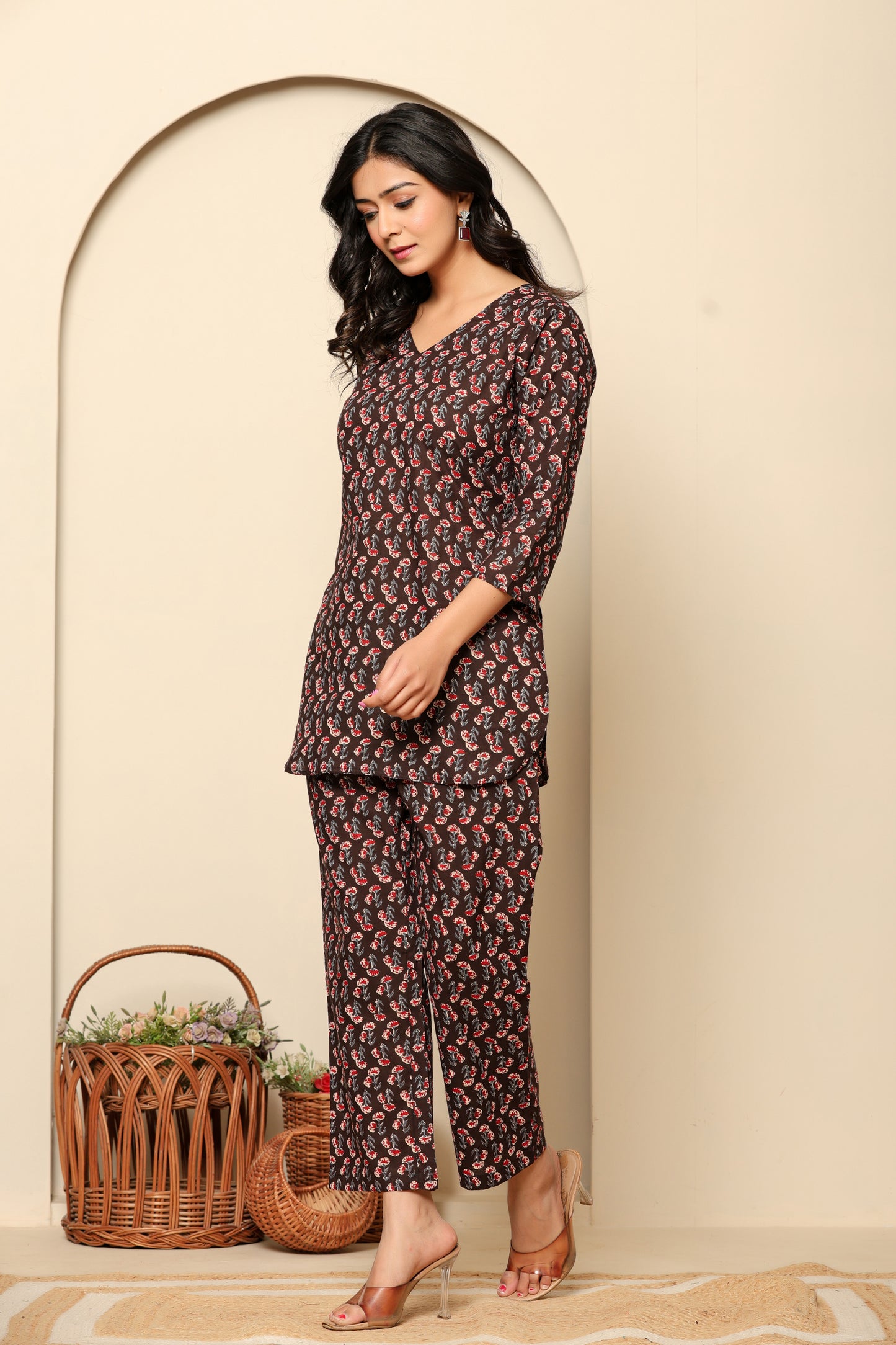 Black Printed Cotton Coord Set