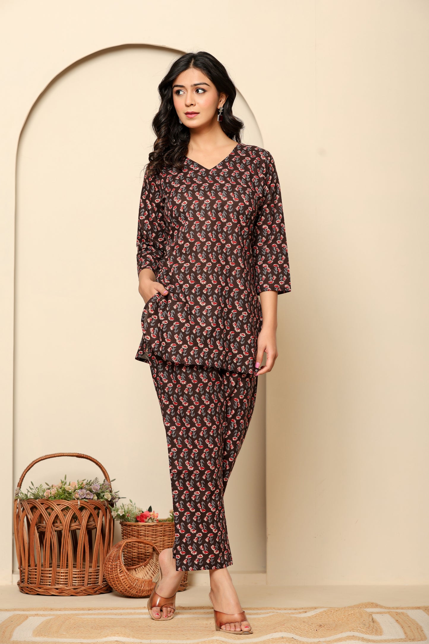 Black Printed Cotton Coord Set