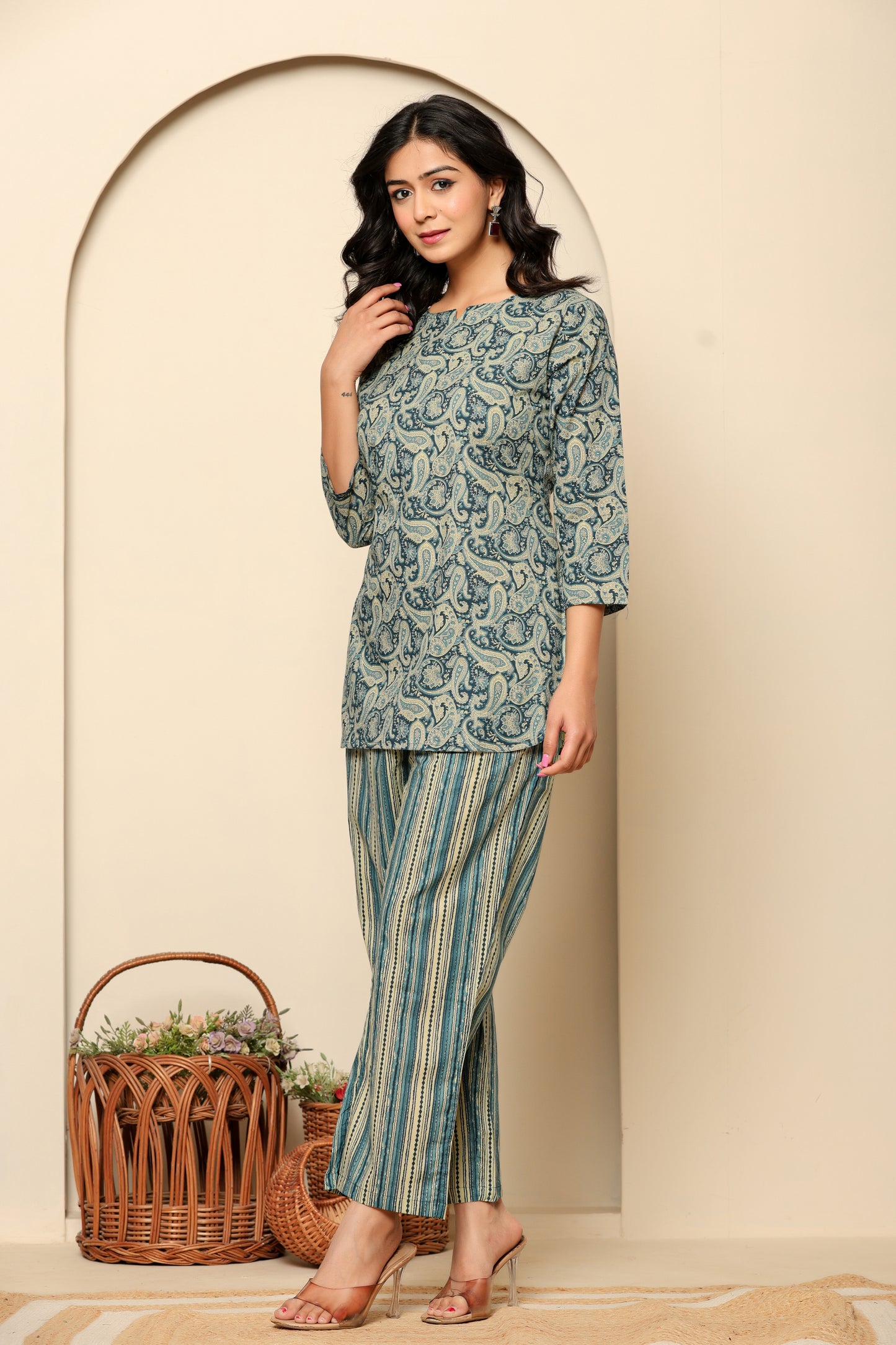 Blue Printed Cotton Coord Set