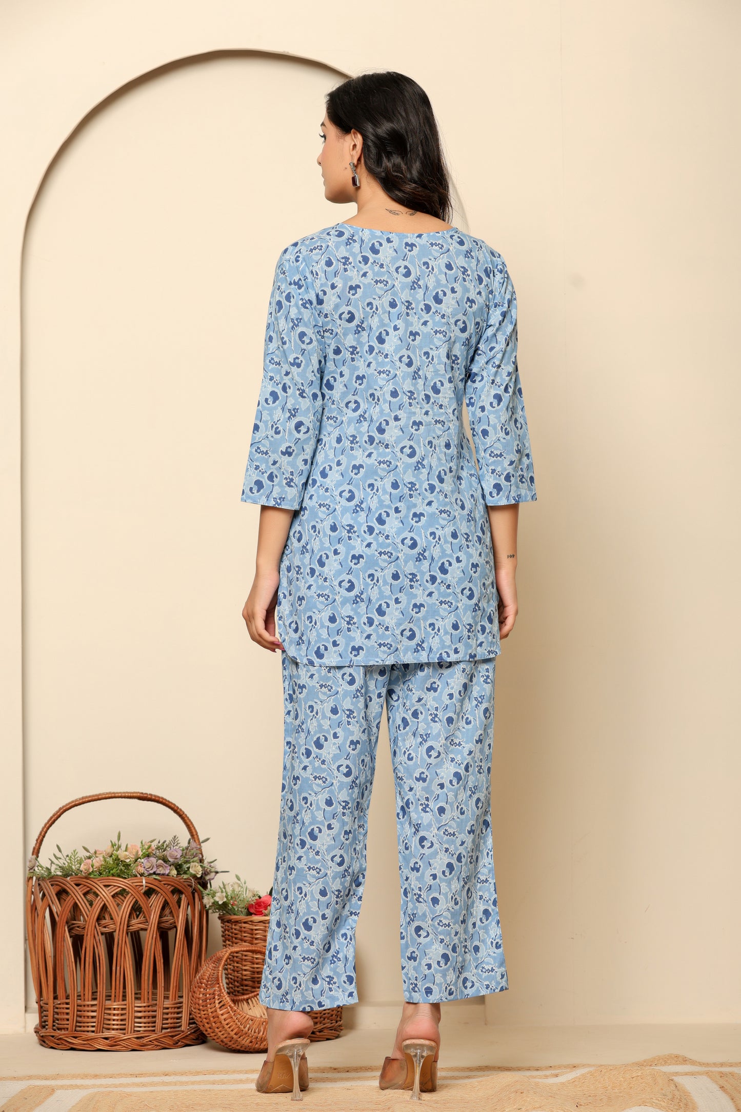 Blue Printed Cotton Coord Set