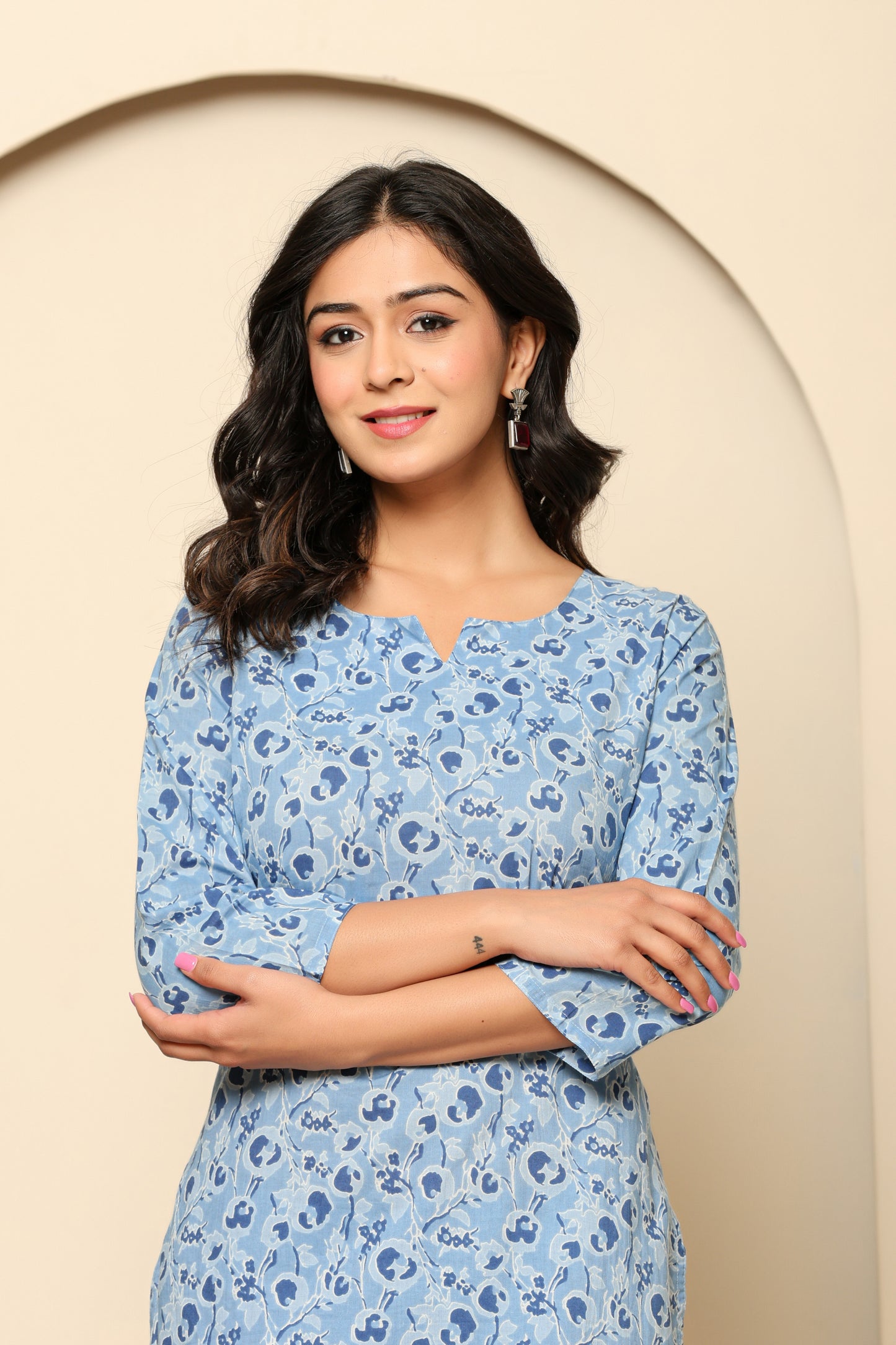 Blue Printed Cotton Coord Set