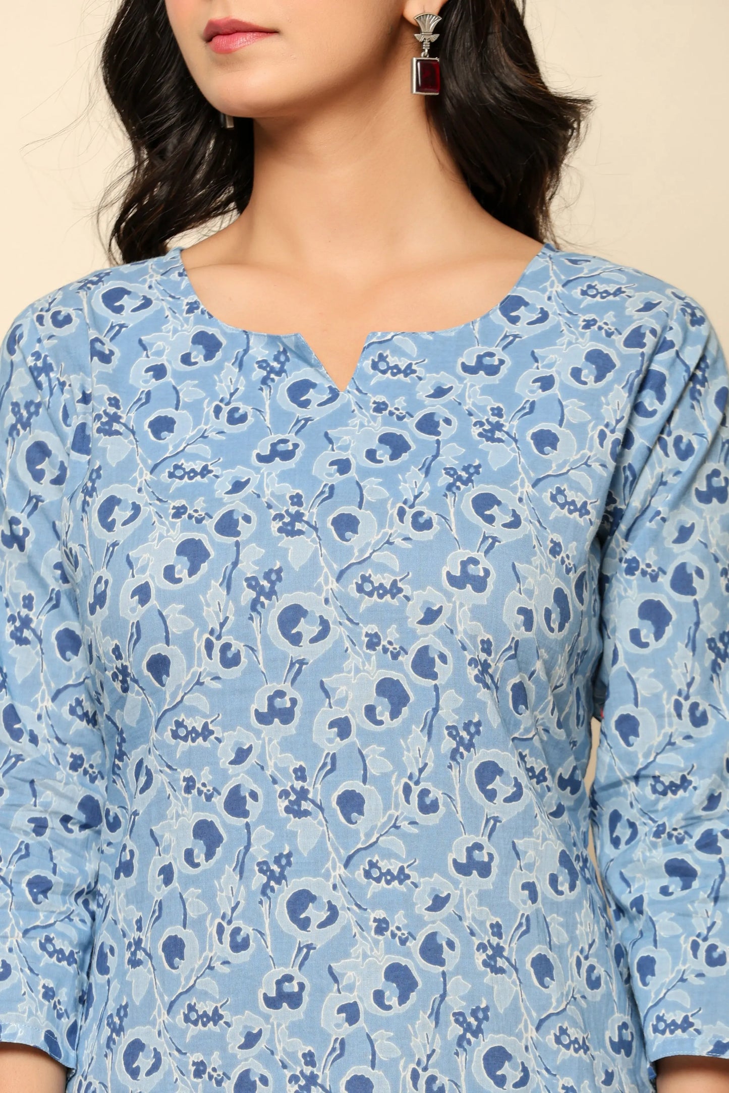 Blue Printed Cotton Co- Ord Set - Ragavi