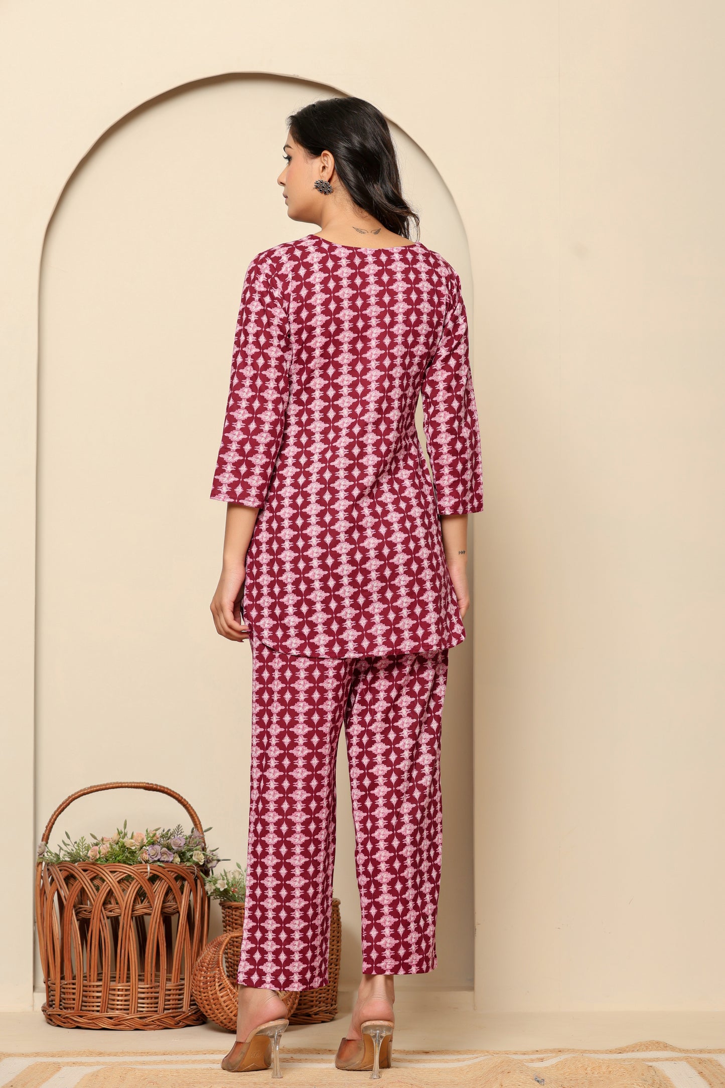Pink Printed Cotton Coord Set