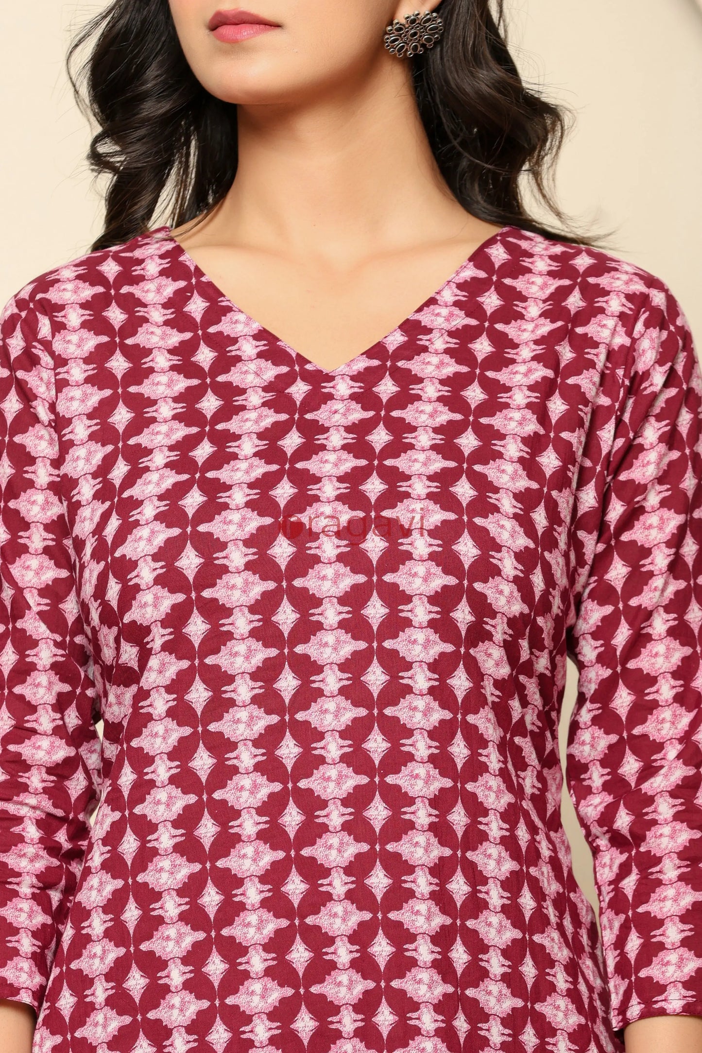 Pink Printed Cotton Co- Ord Set - Ragavi