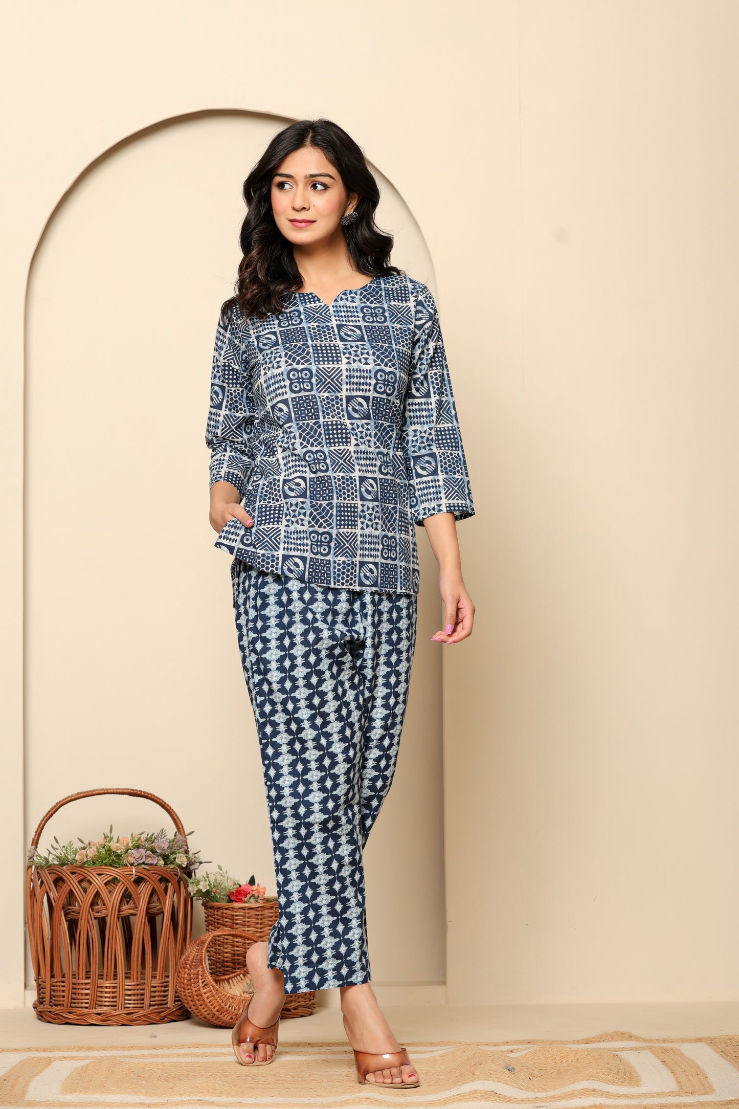 Blue Printed Cotton Coord Set