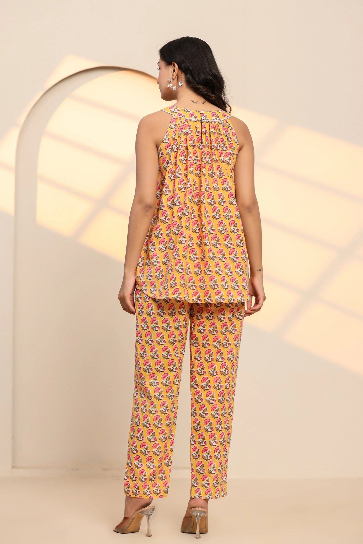 Radiant Yellow Cotton Hand Block Printed Co- Ord Set - Ragavi
