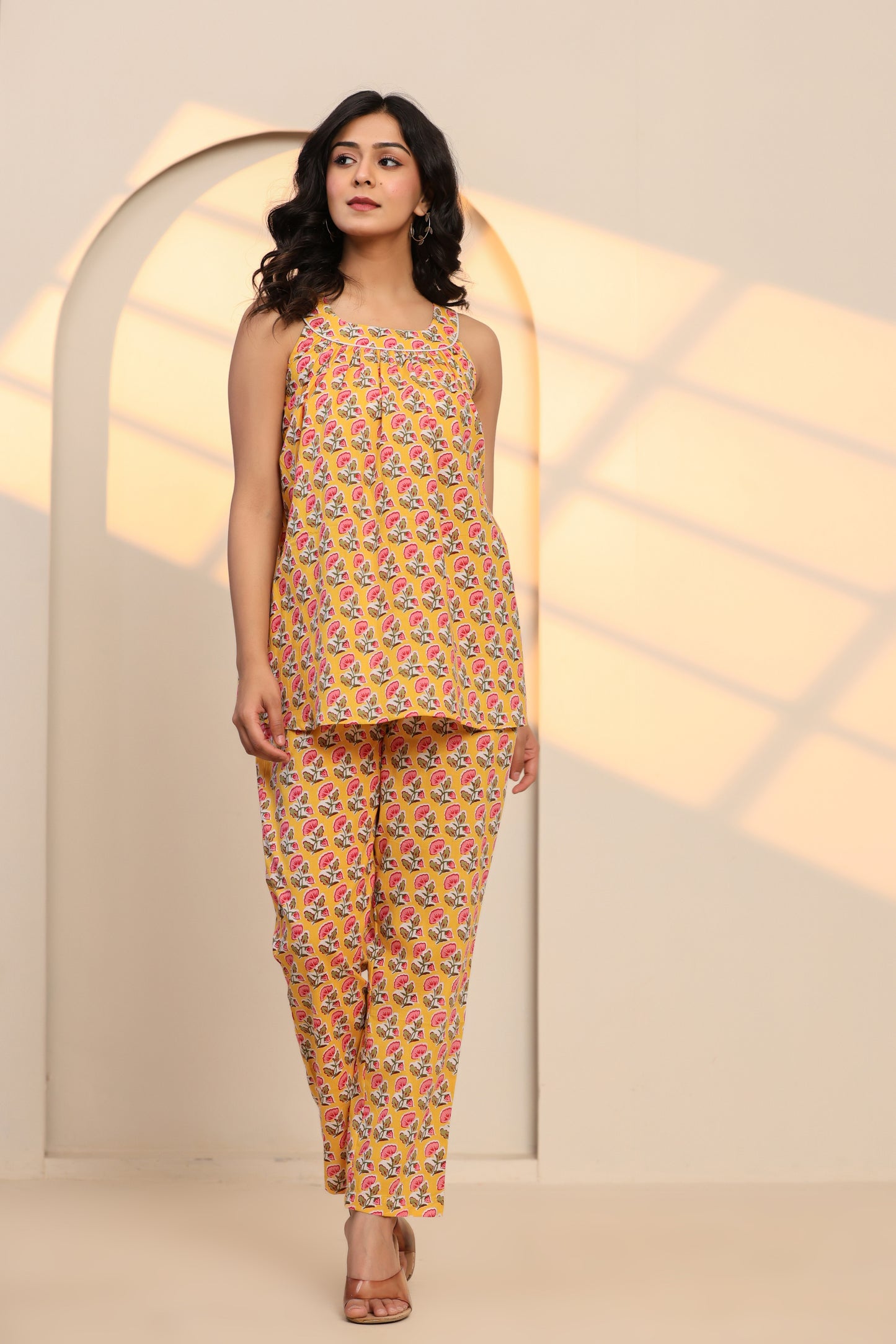 Radiant Yellow Cotton Hand Block Printed Co- Ord Set