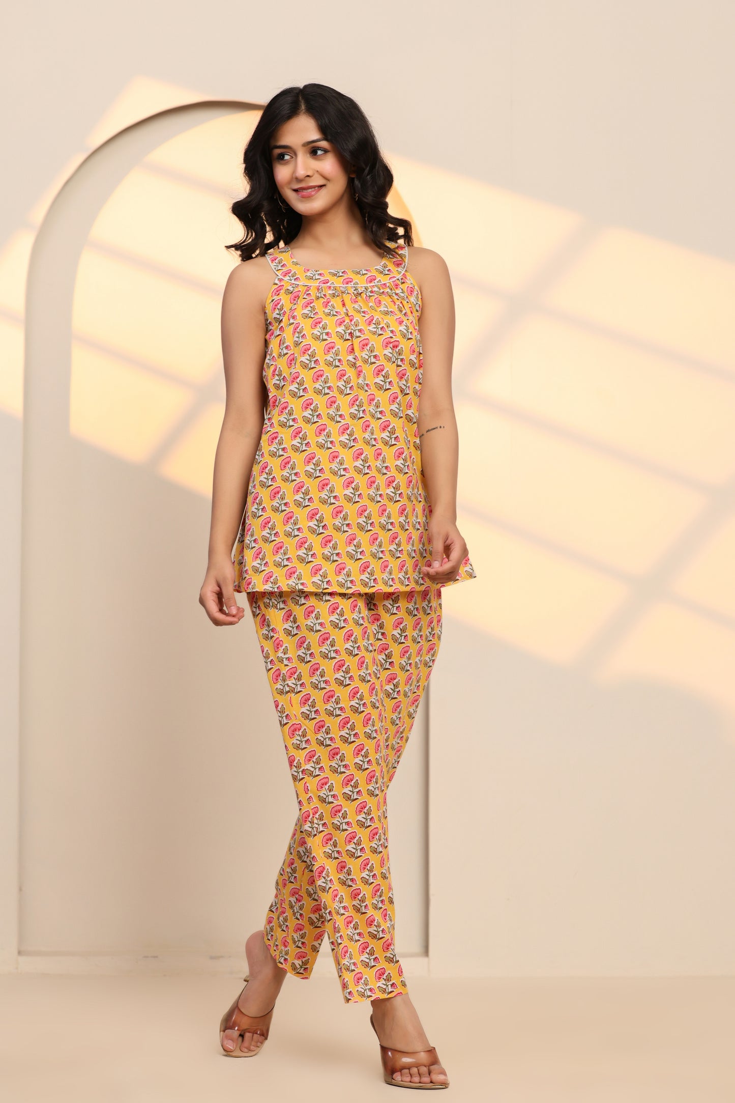 Radiant Yellow Cotton Hand Block Printed Co- Ord Set